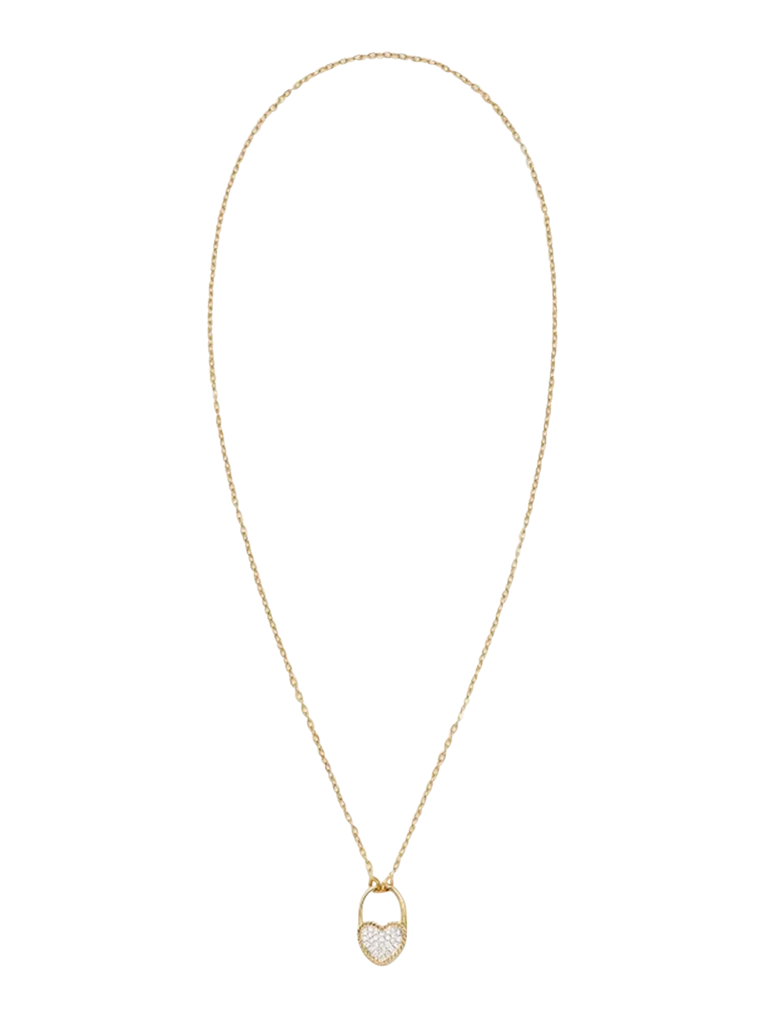 Diamond heart padlock necklace yellow gold