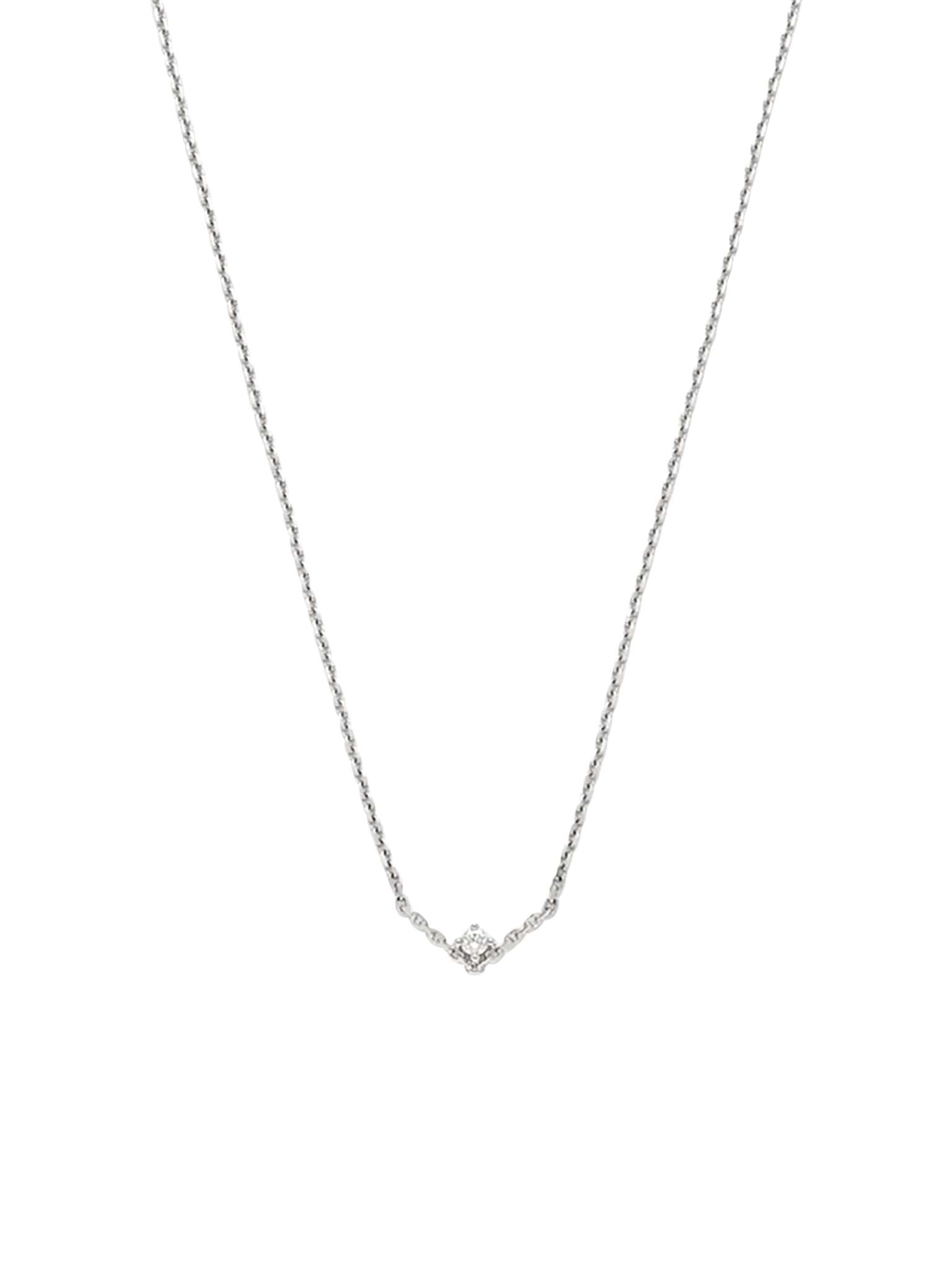 V diamond pm white gold solitaire necklace