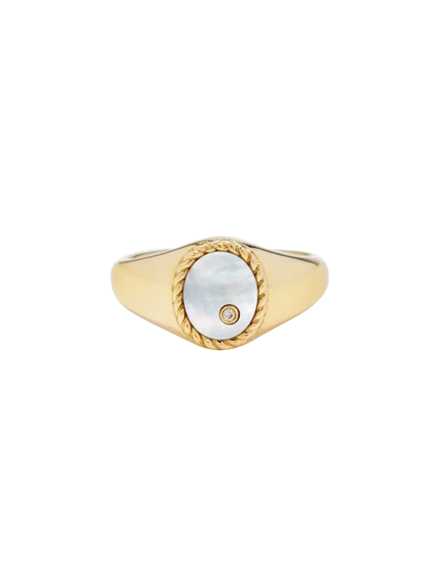 Baby chevalière ovale nacre or jaune ring