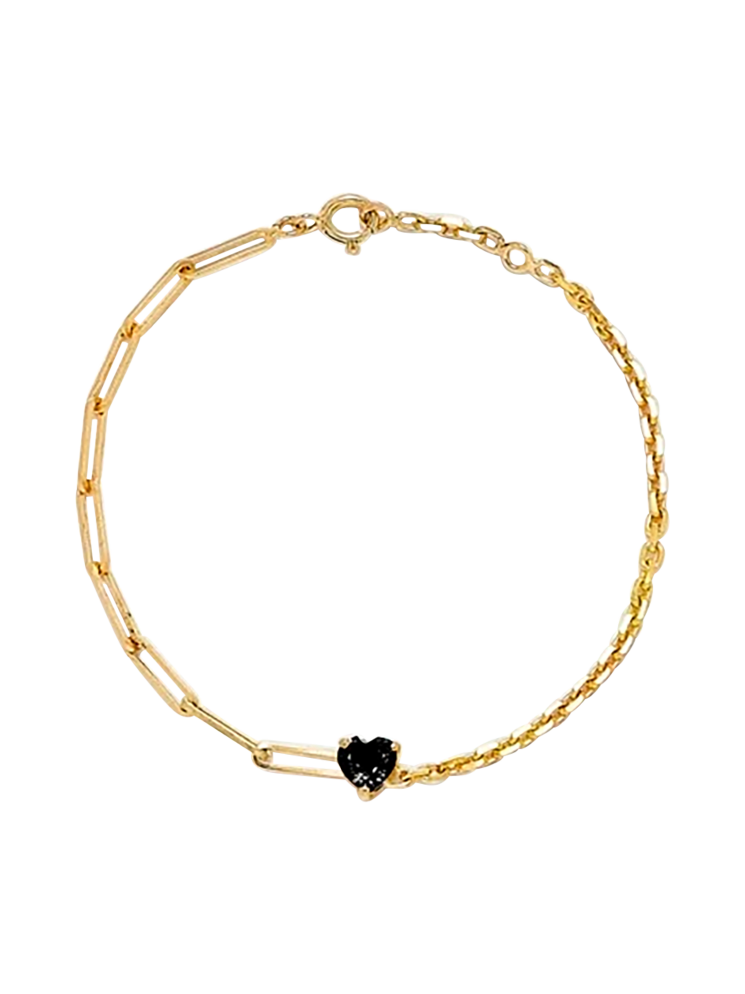 Maxi solitaire bracelet black heart in yellow gold