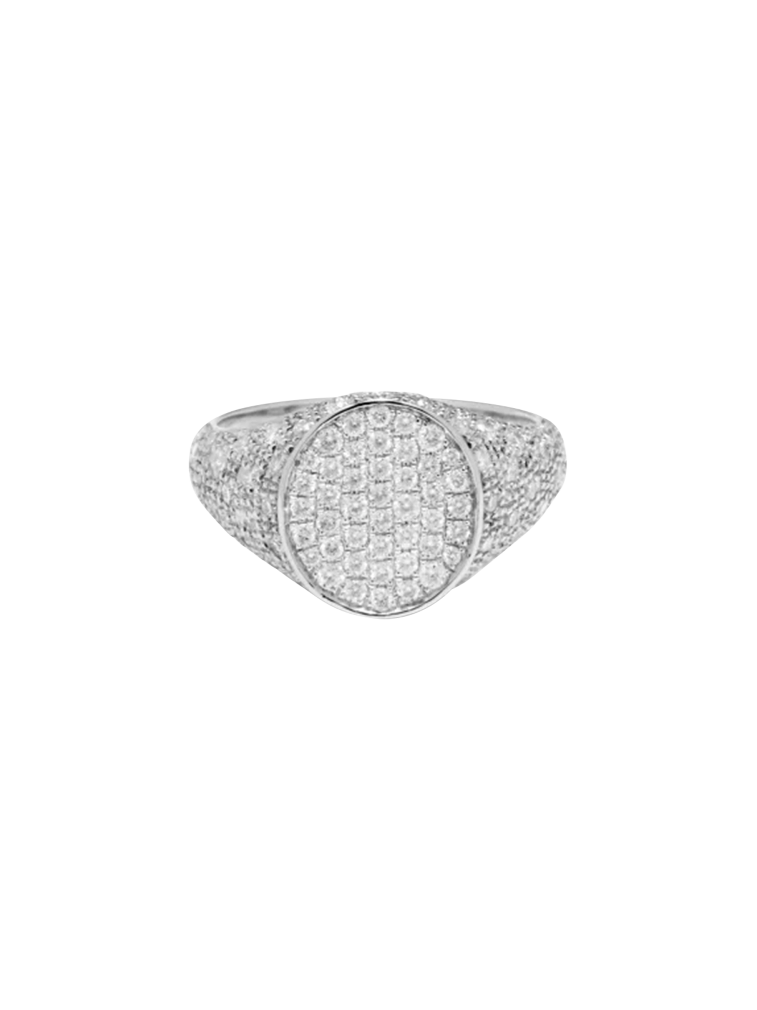 Chevalière mini ovale diamants or blanc ring