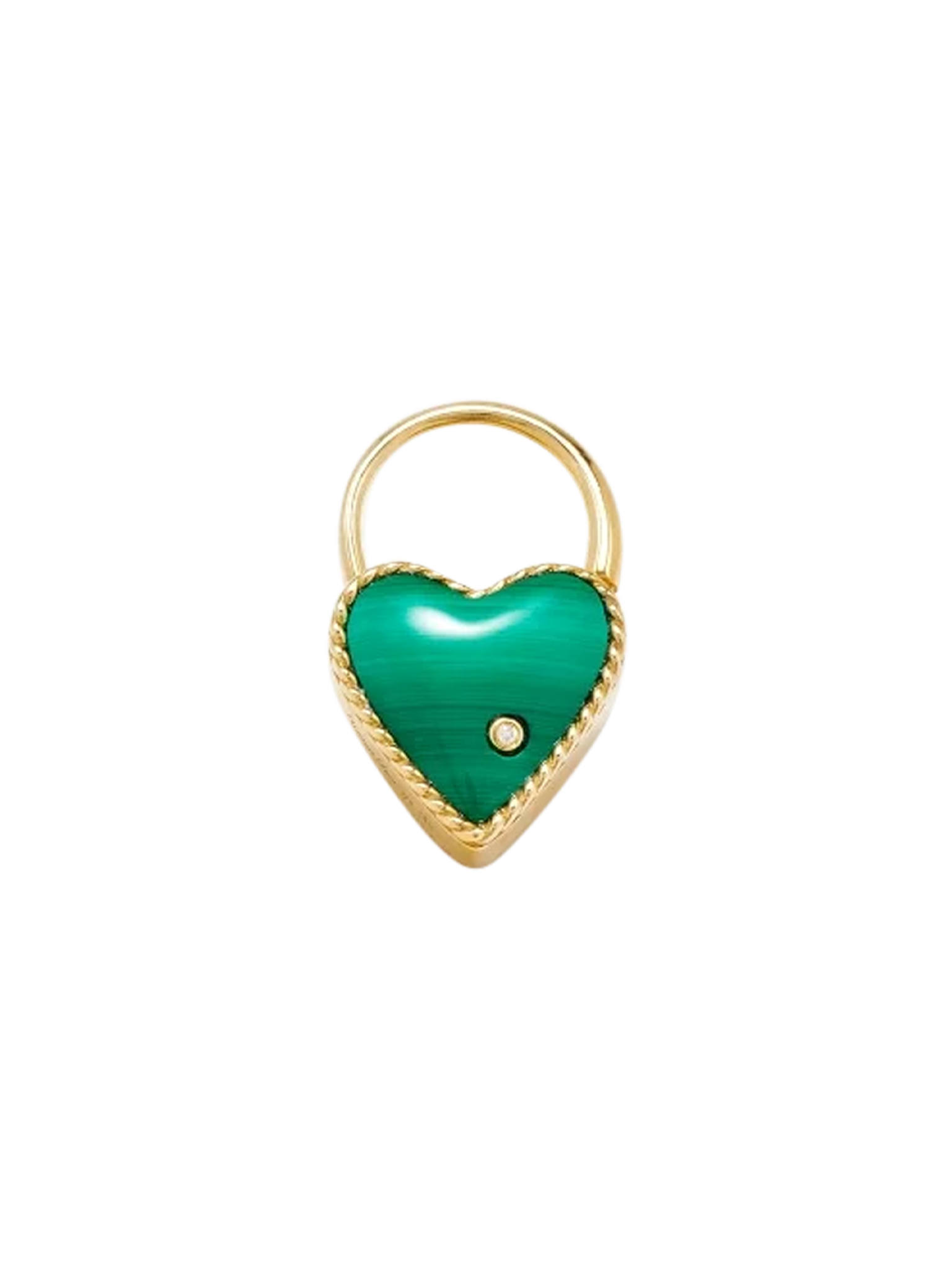 Creole padlock heart malachite yellow gold