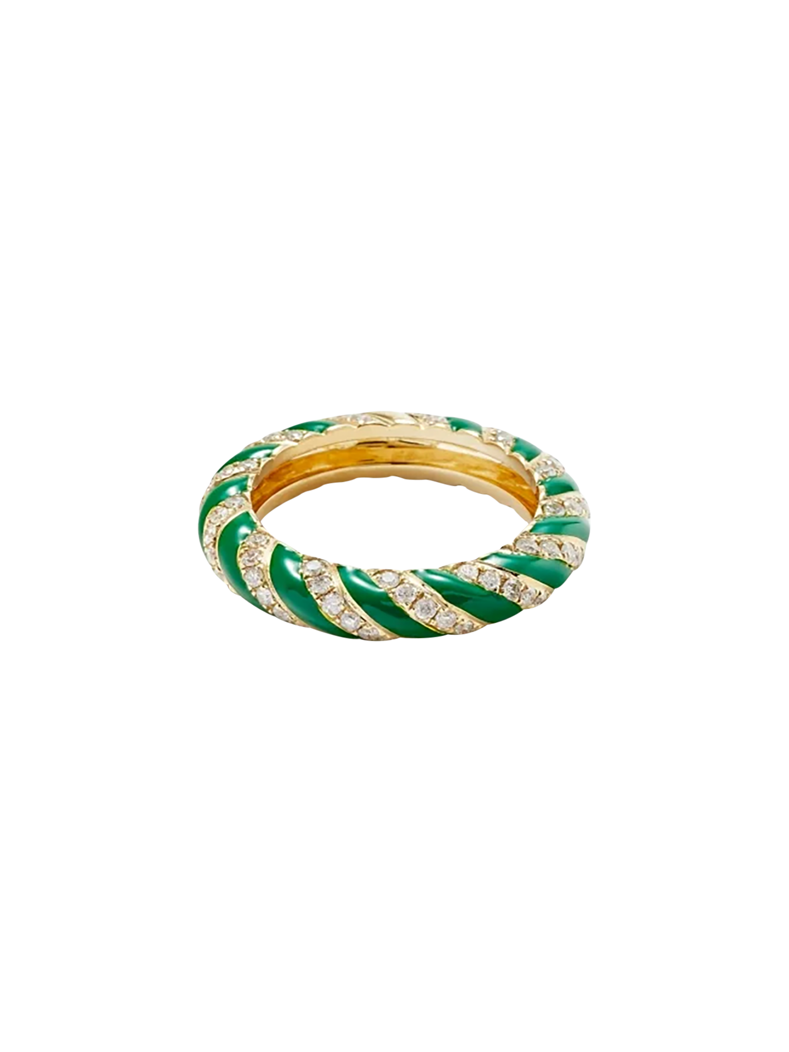 Green yellow gold twisted wedding ring