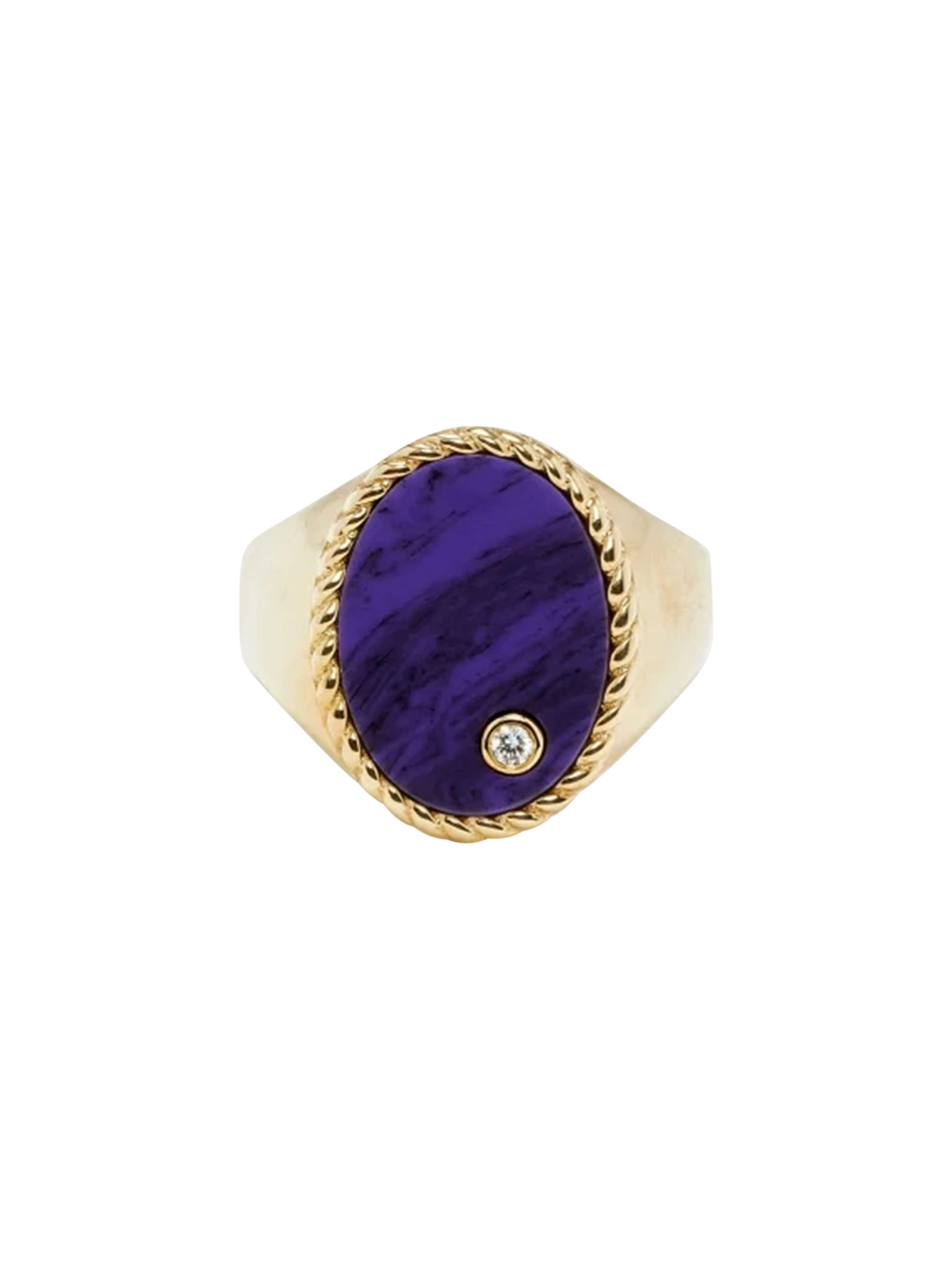 Yellow gold sugilite oval signet ring