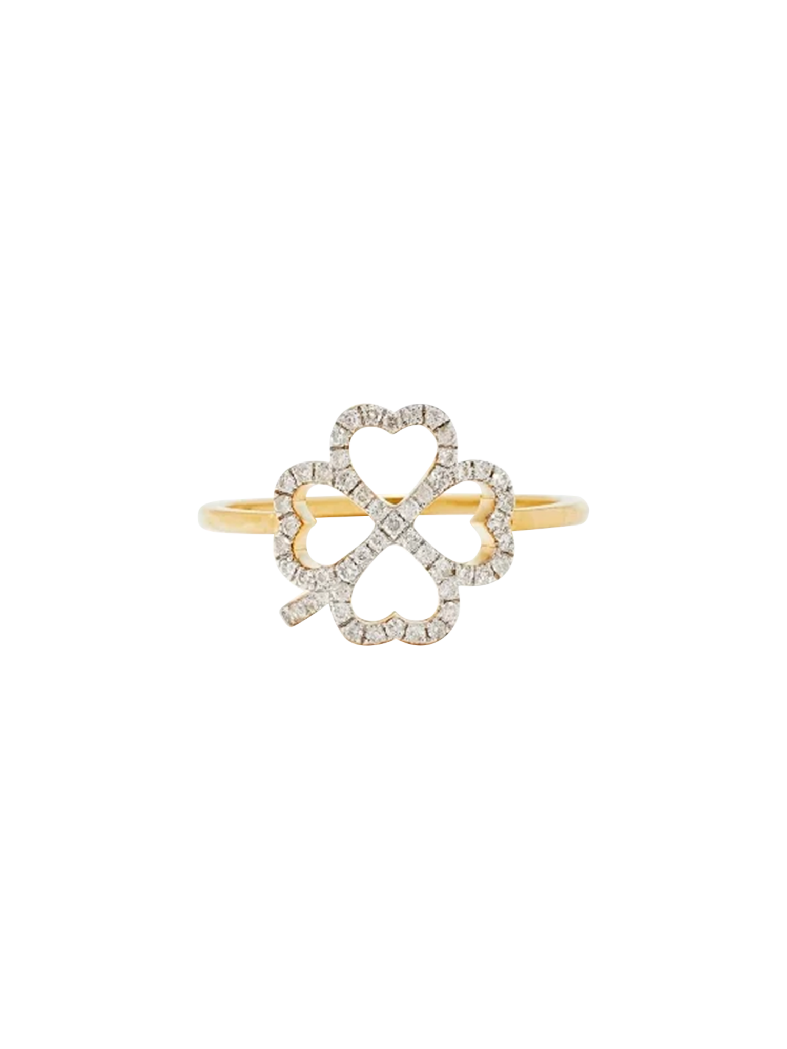 Yellow gold clover diamond wire ring