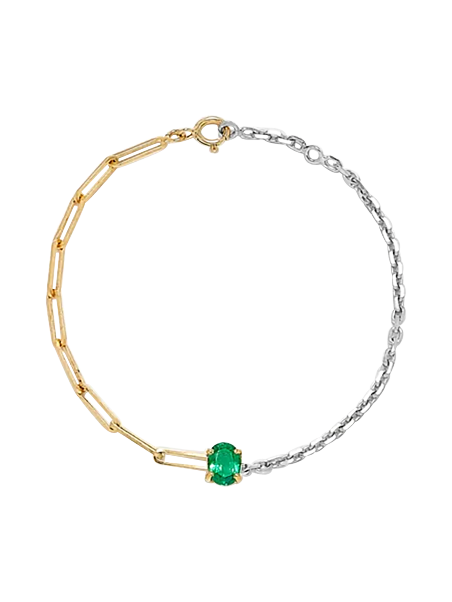 Maxi emerald solitaire bracelet in mixed gold