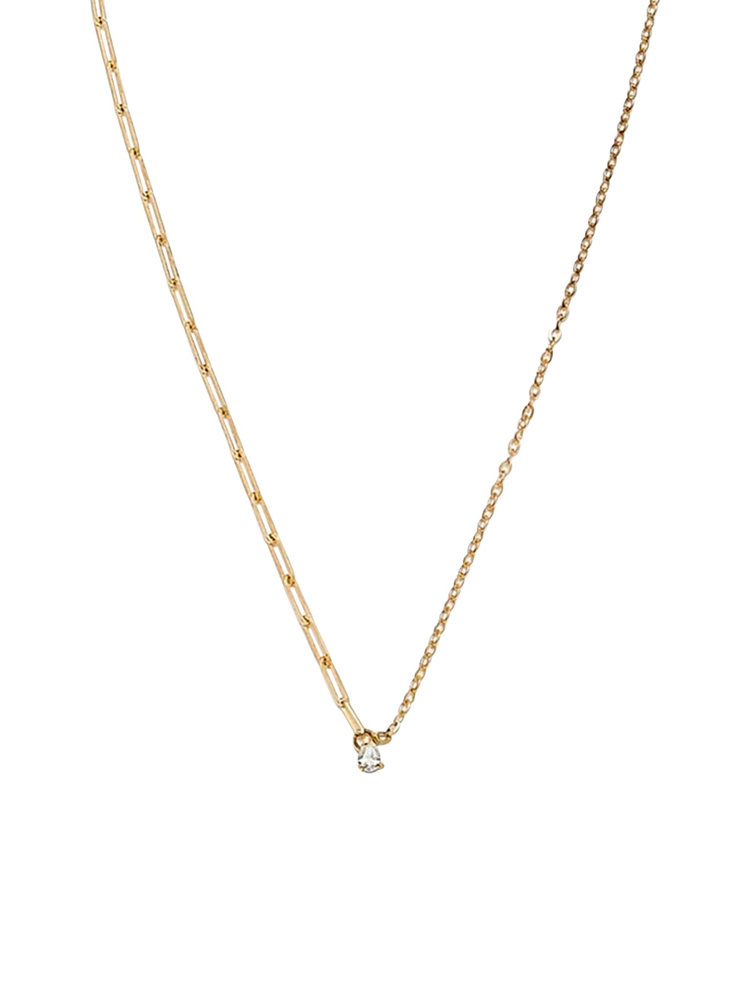 Yellow gold pear diamond solitaire necklace