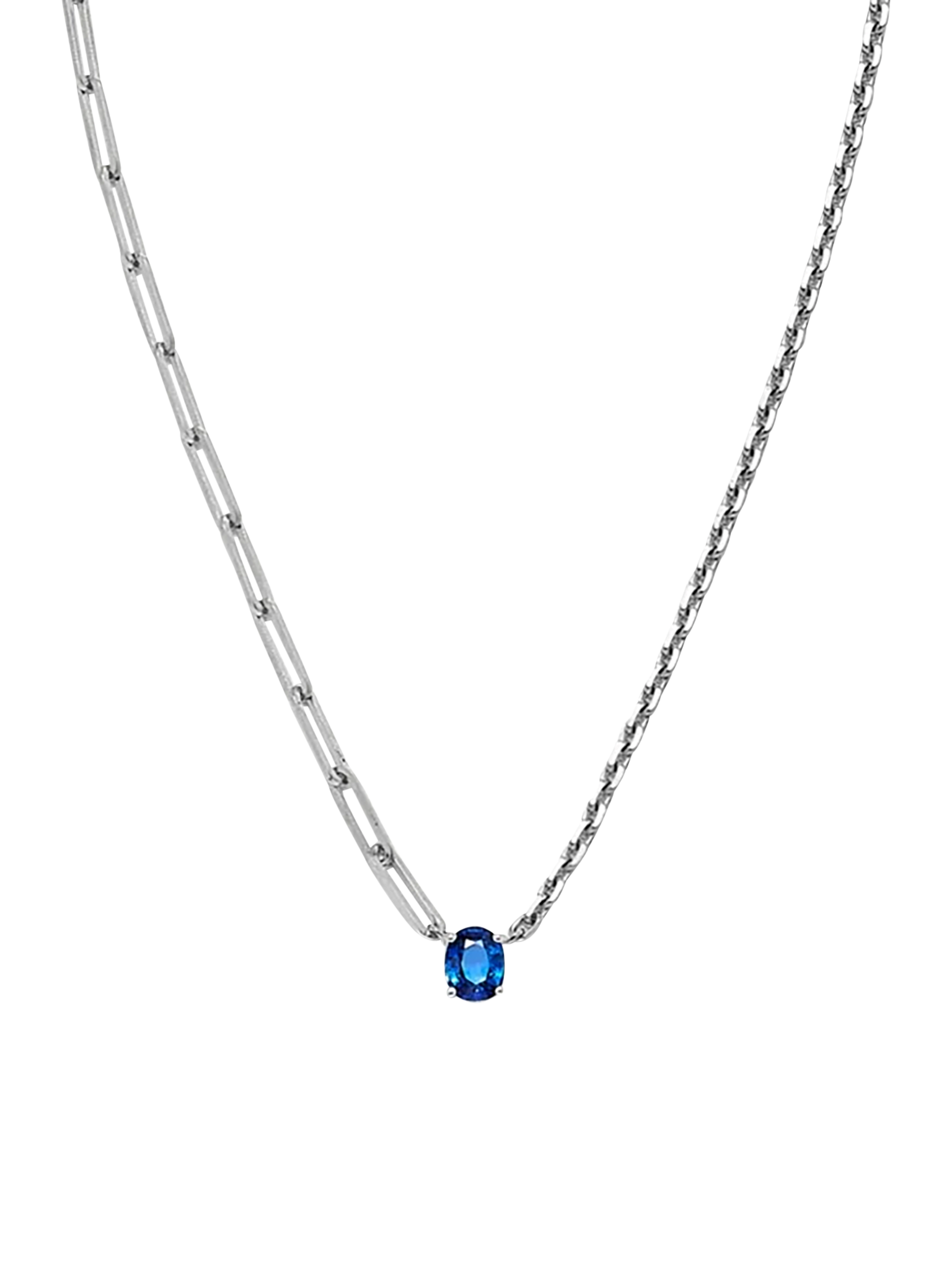 Maxi solitaire necklace blue 1ct sapphire white gold