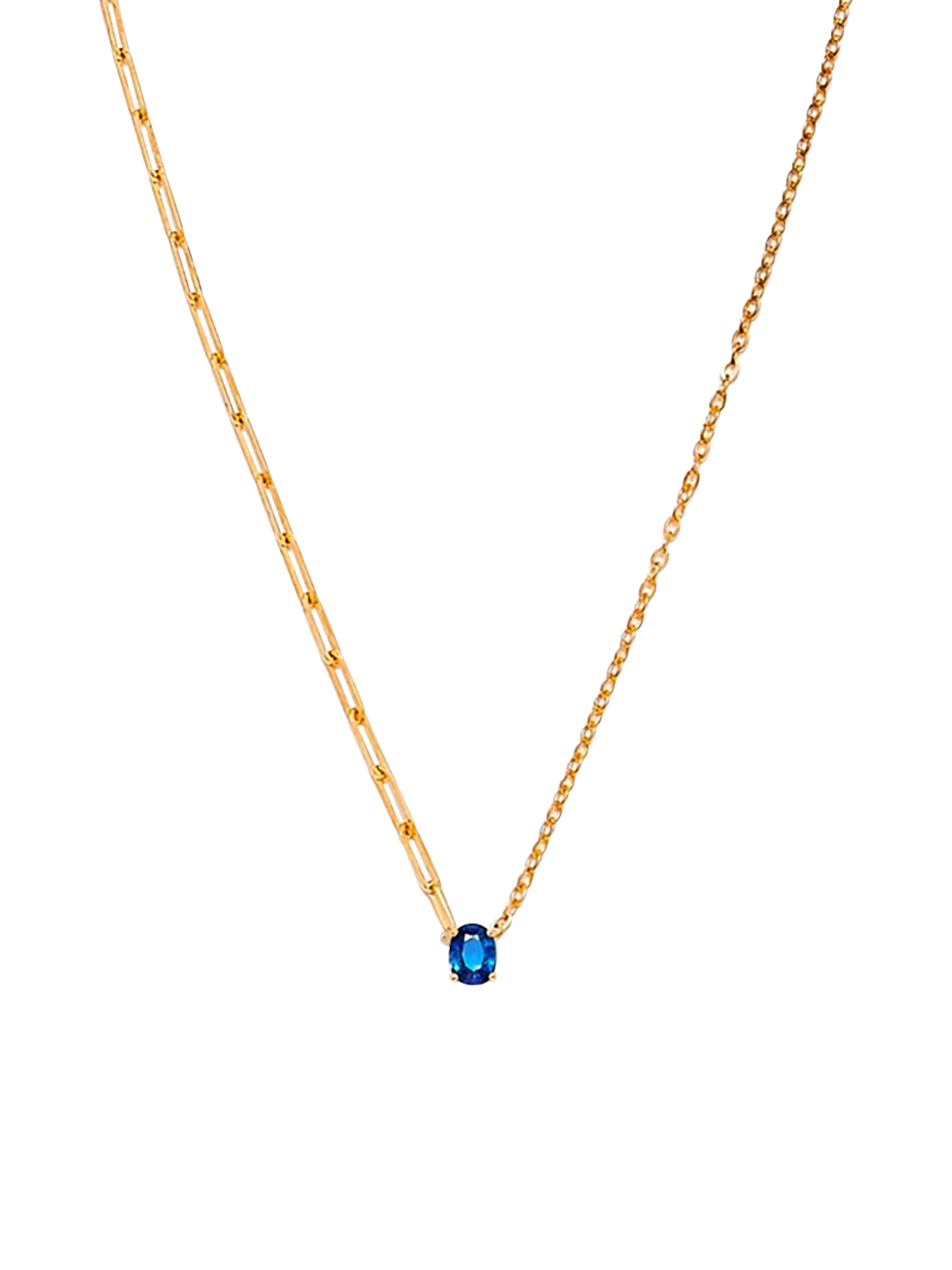 Yellow gold blue 0.40ct sapphire solitaire necklace