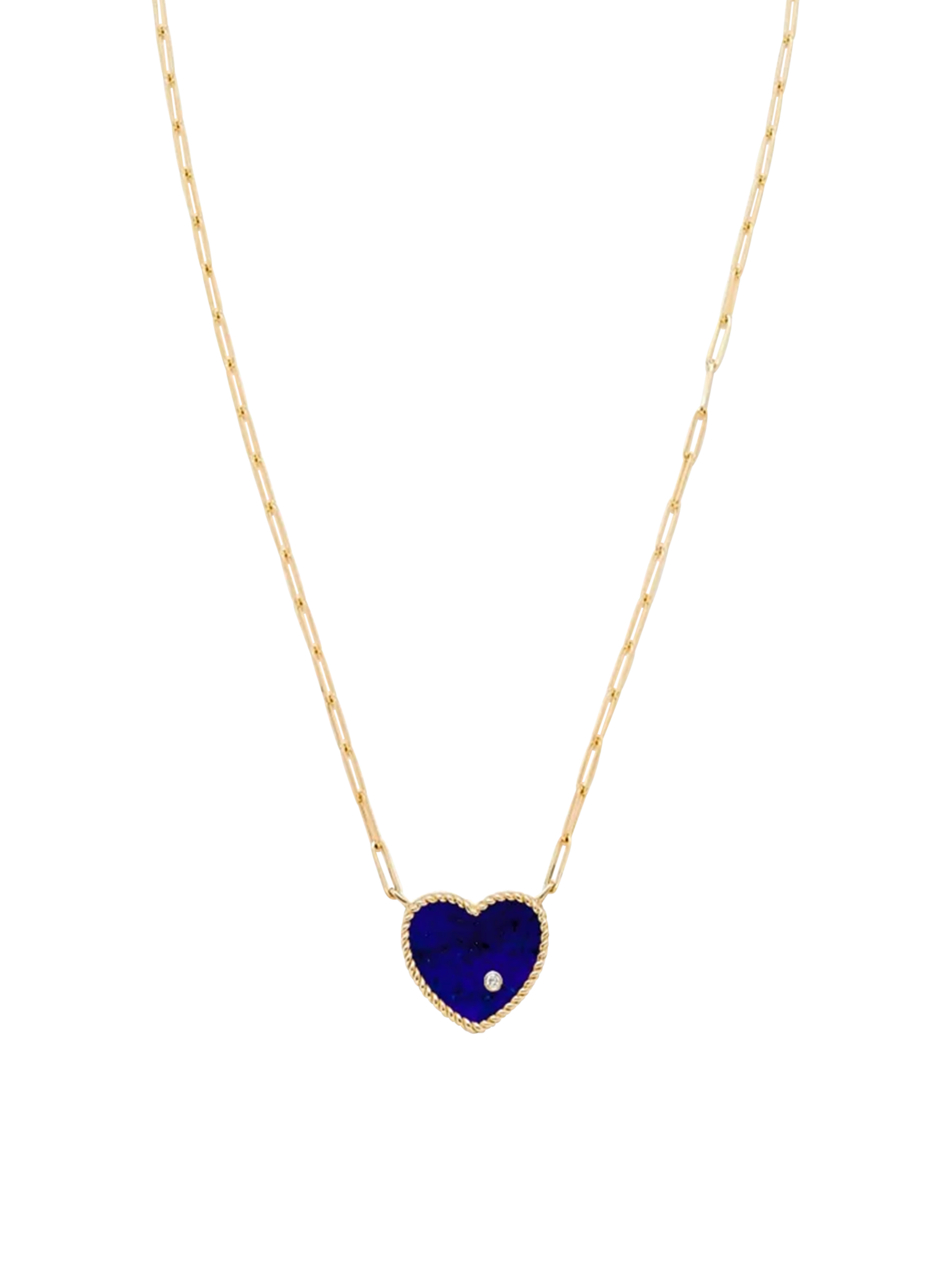 Lapis lazuli heart diamond necklace yellow gold