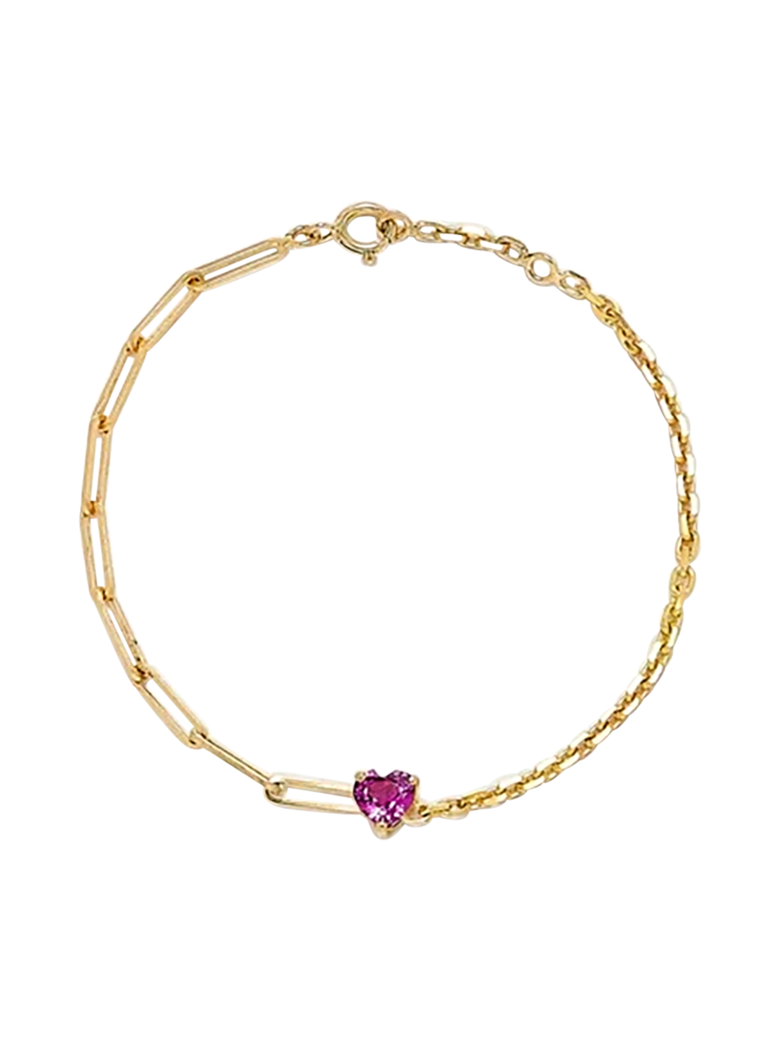 Maxi solitaire heart bracelet pink in yellow gold