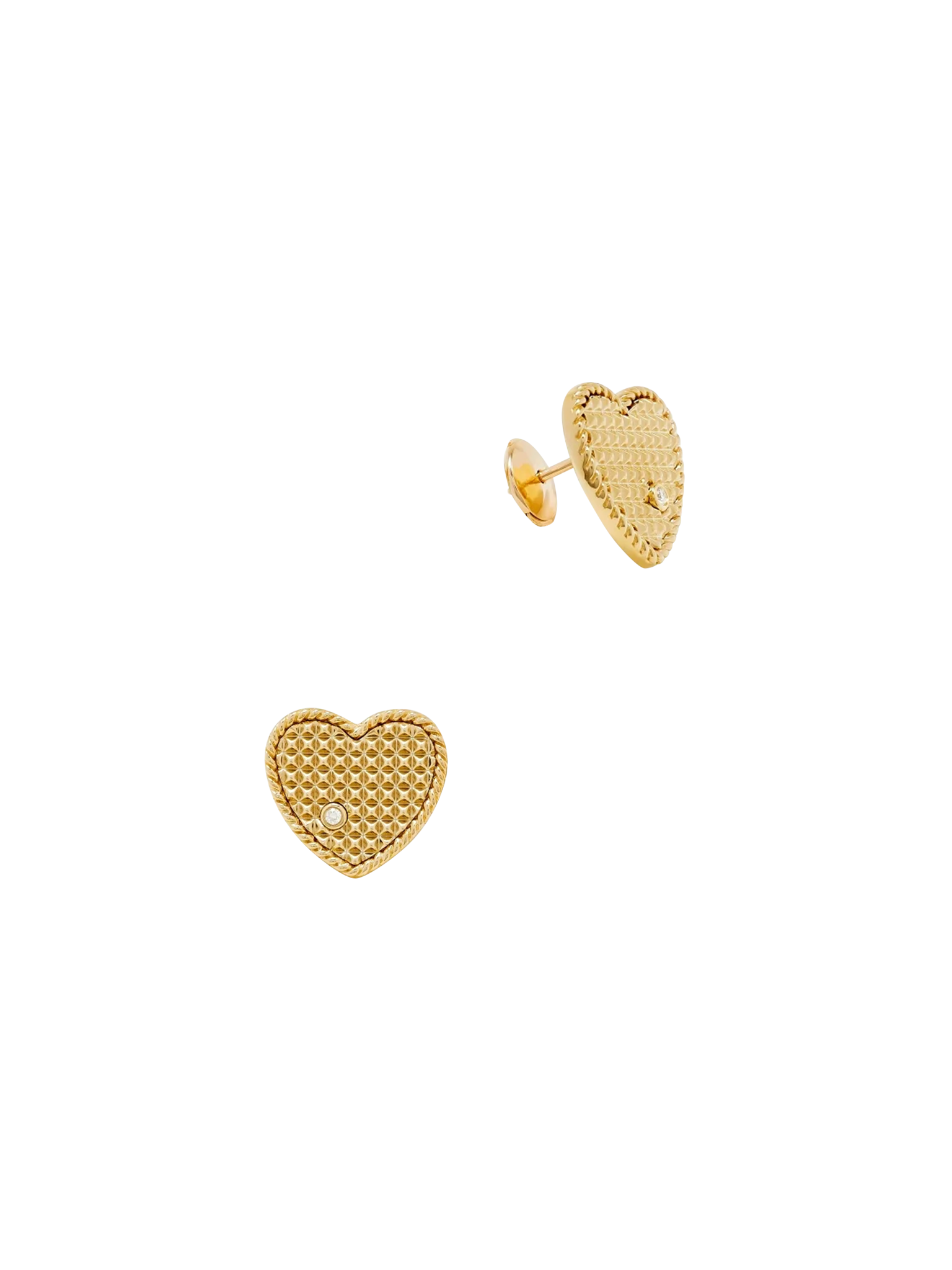 Pair of yellow gold picotti heart studs