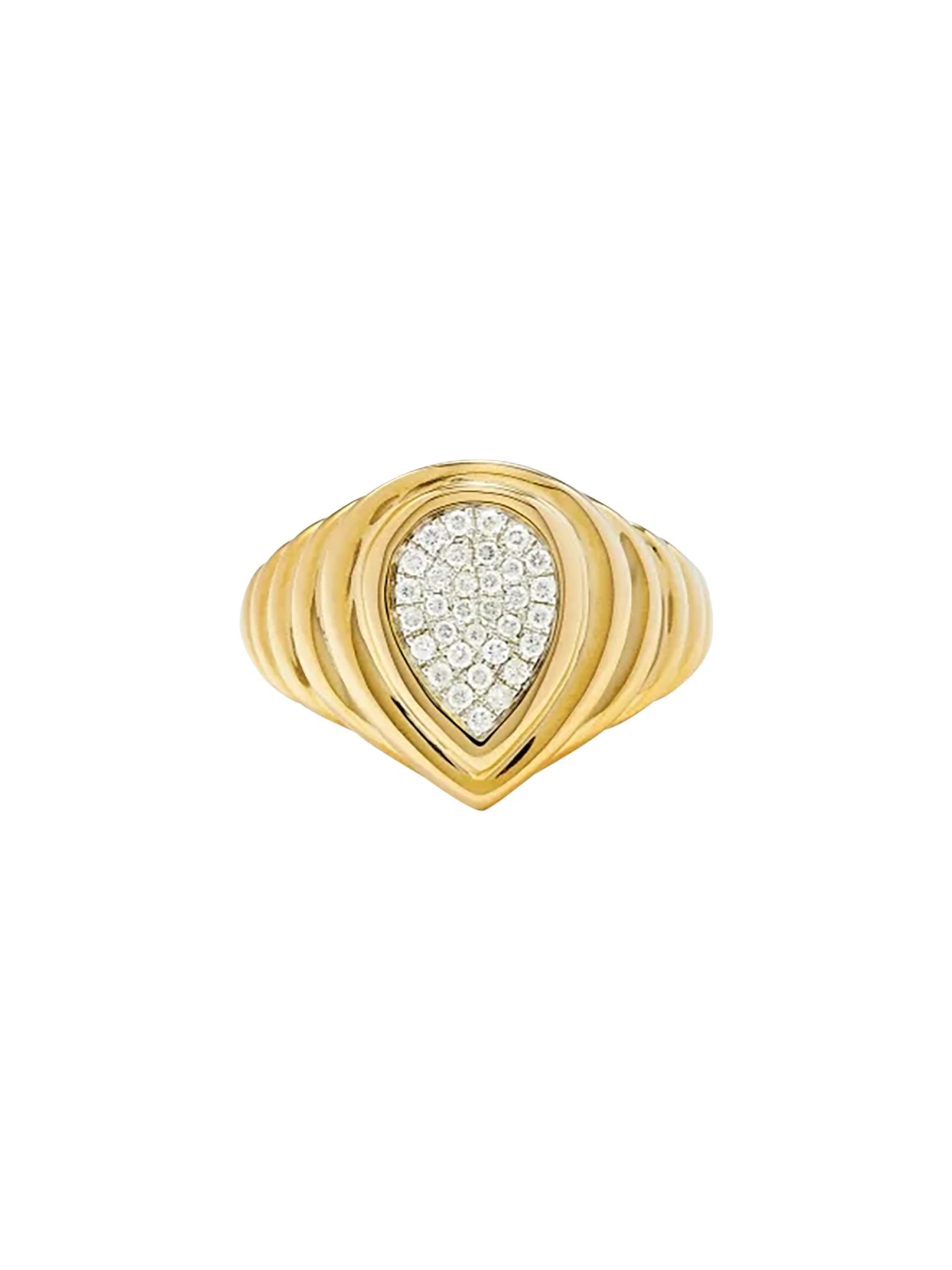 Berlingot pear diamond ring yellow gold