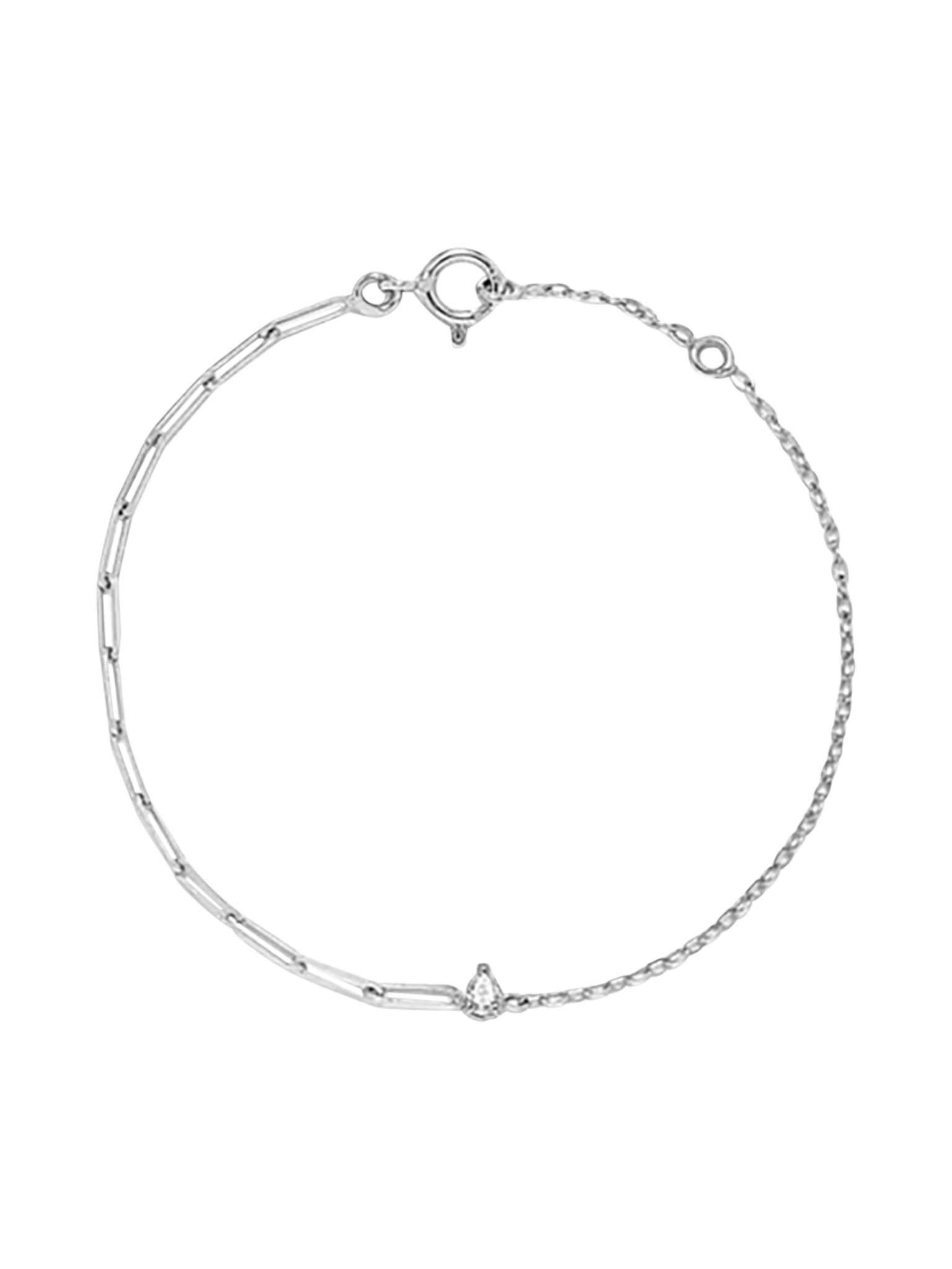 White gold pear diamond solitaire bracelet