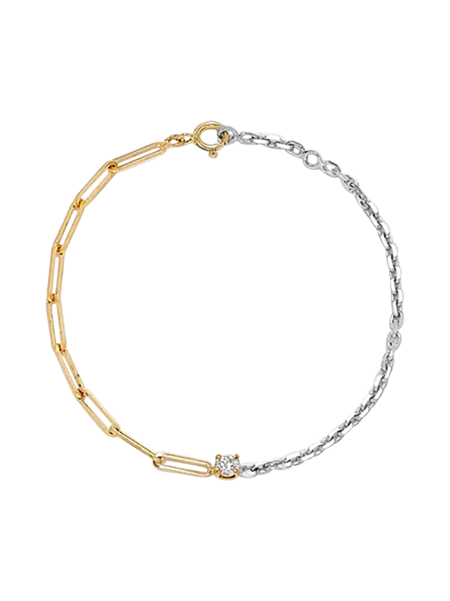 Maxi diamond solitaire bracelet in mixed golds