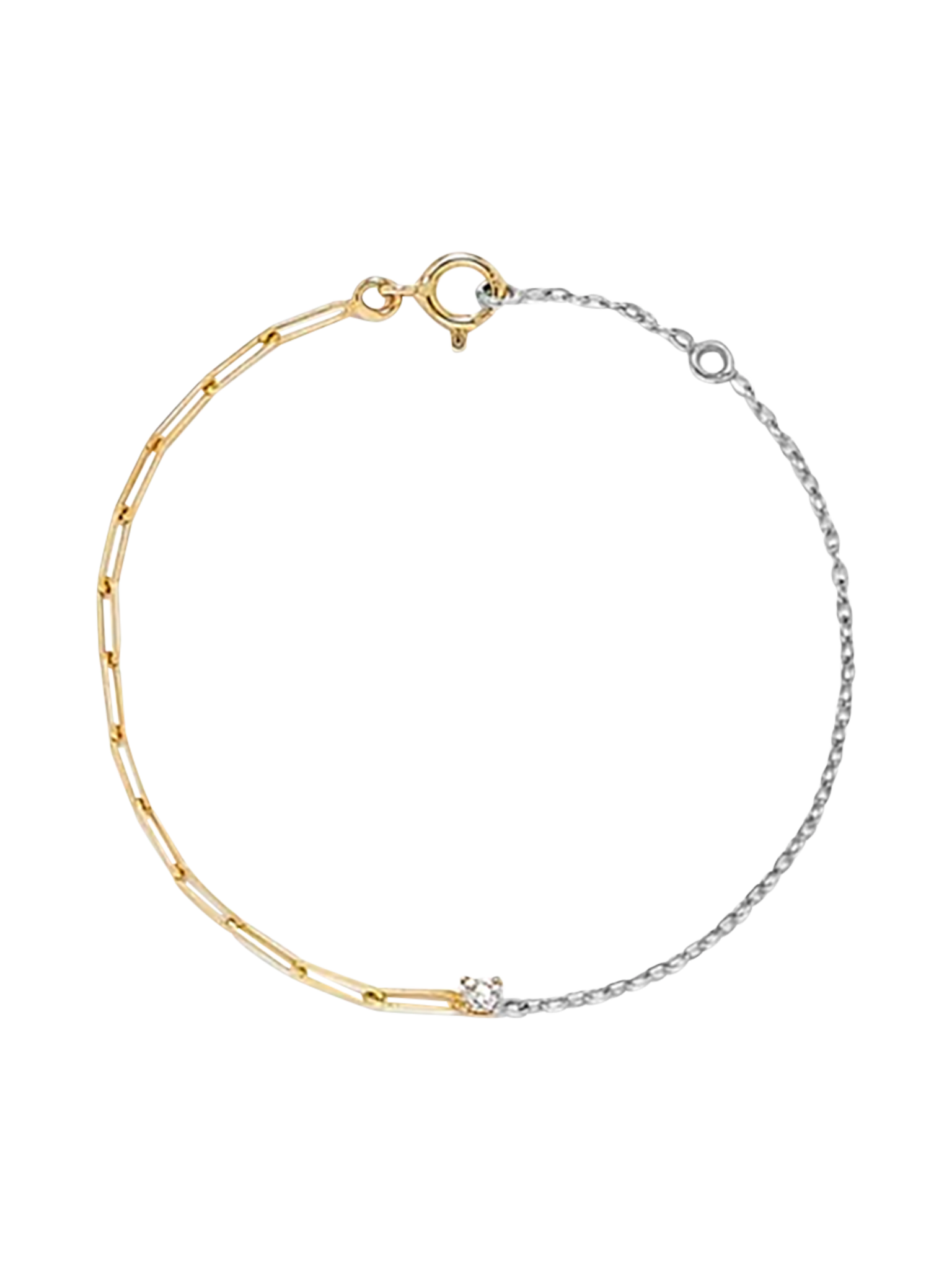 Mixed gold diamond solitaire bracelet