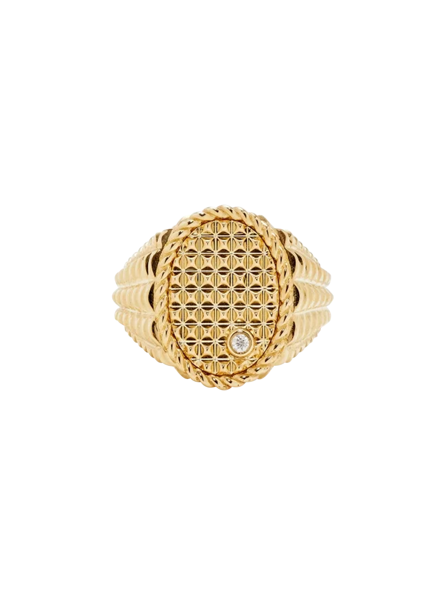 Yellow gold picotti oval signet ring