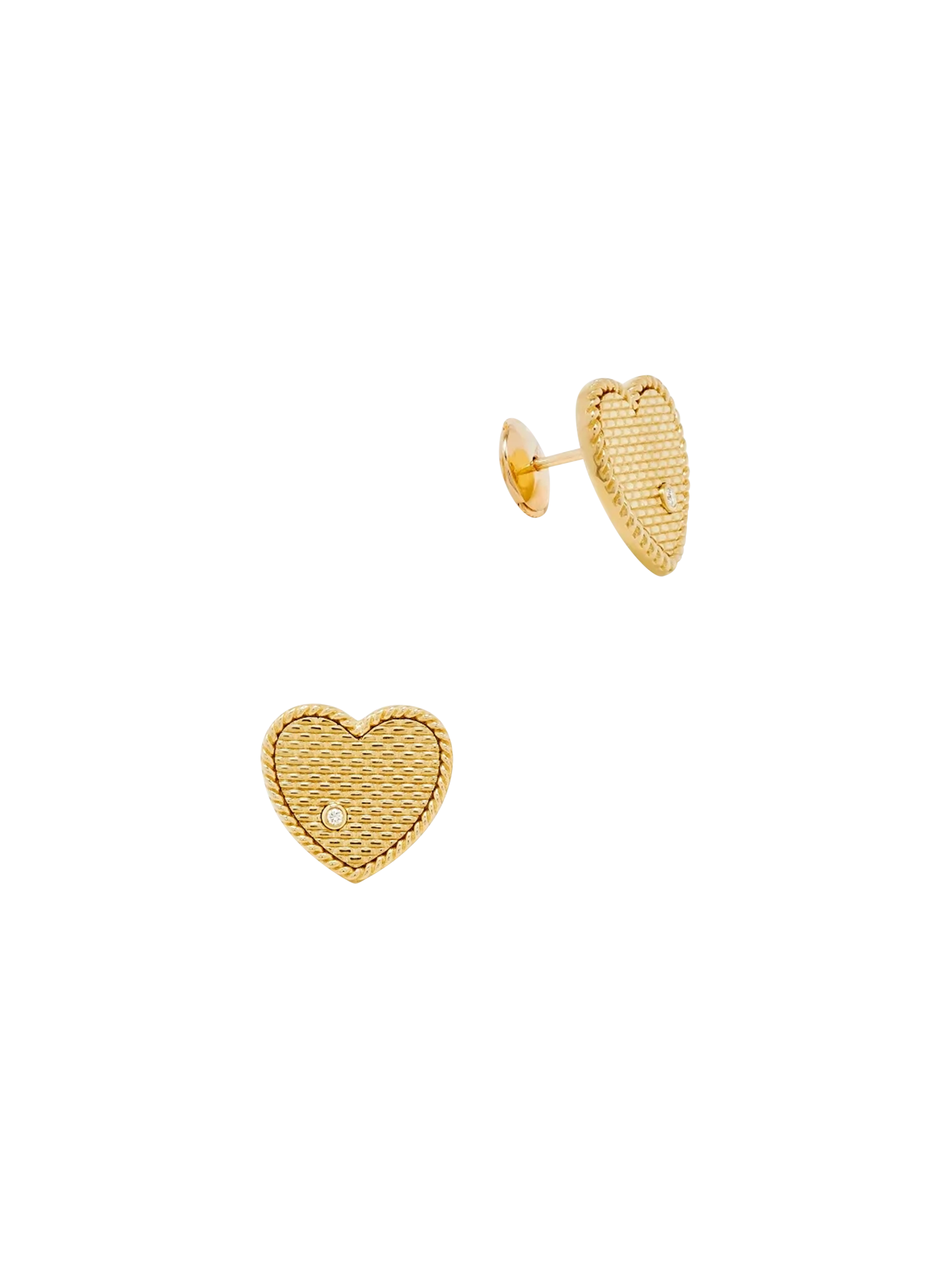 Yellow gold cannage heart studs