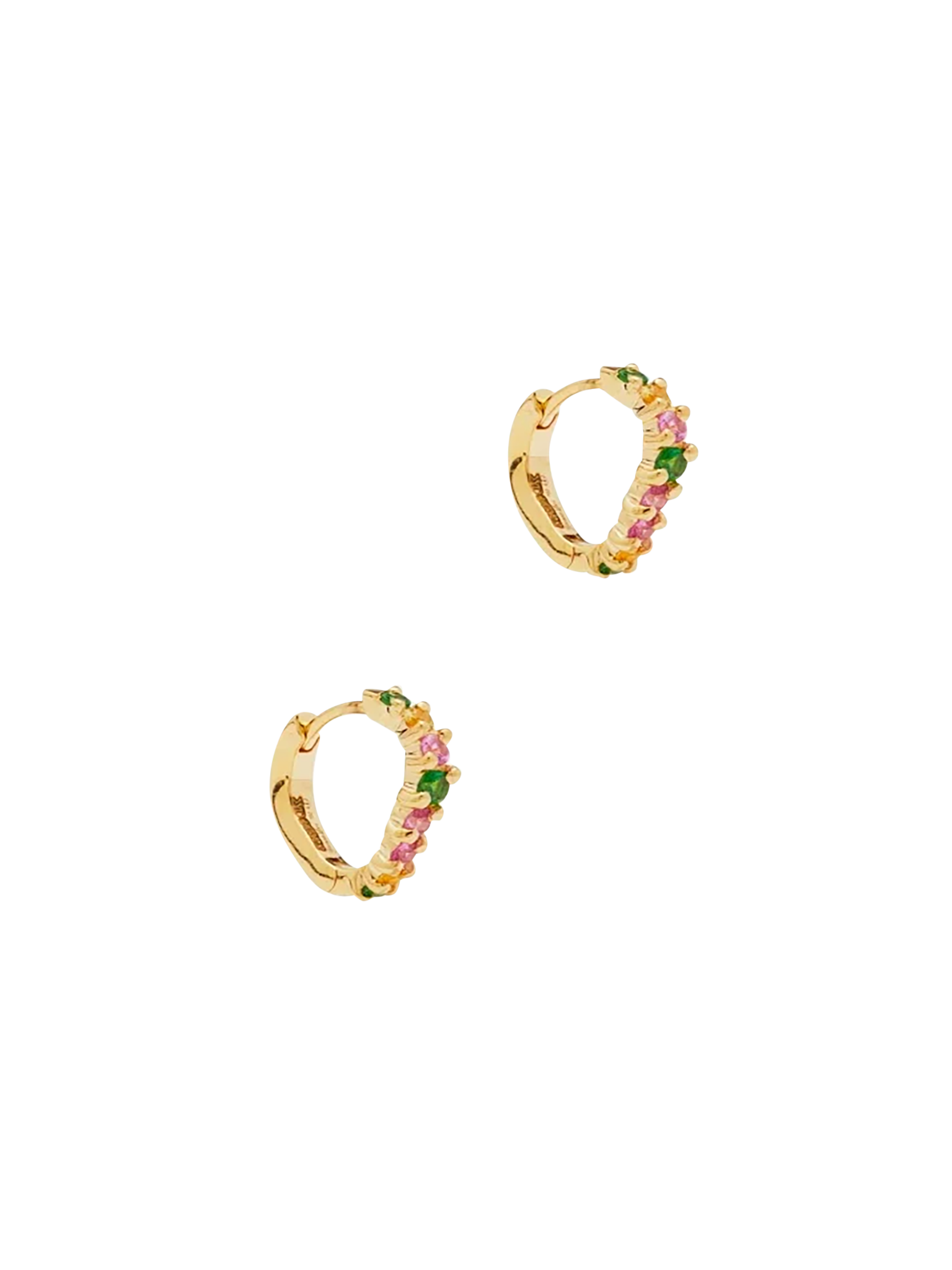 Pair of yellow gold rainbow pm wave hoop earrings