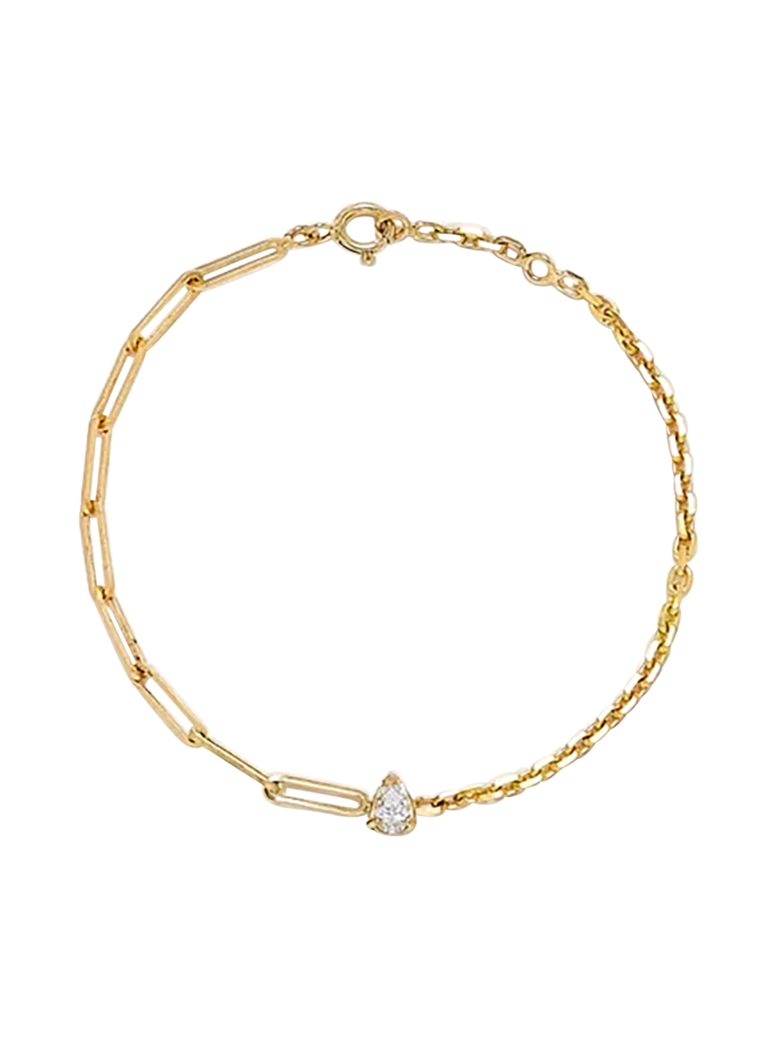 Maxi diamond solitaire bracelet pear in yellow gold