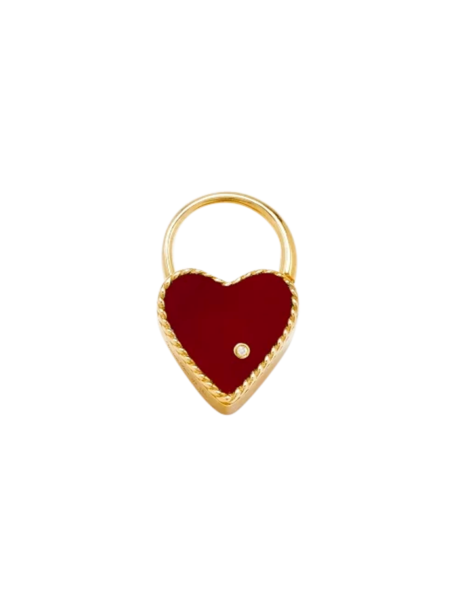 Creole padlock heart red agate yellow gold