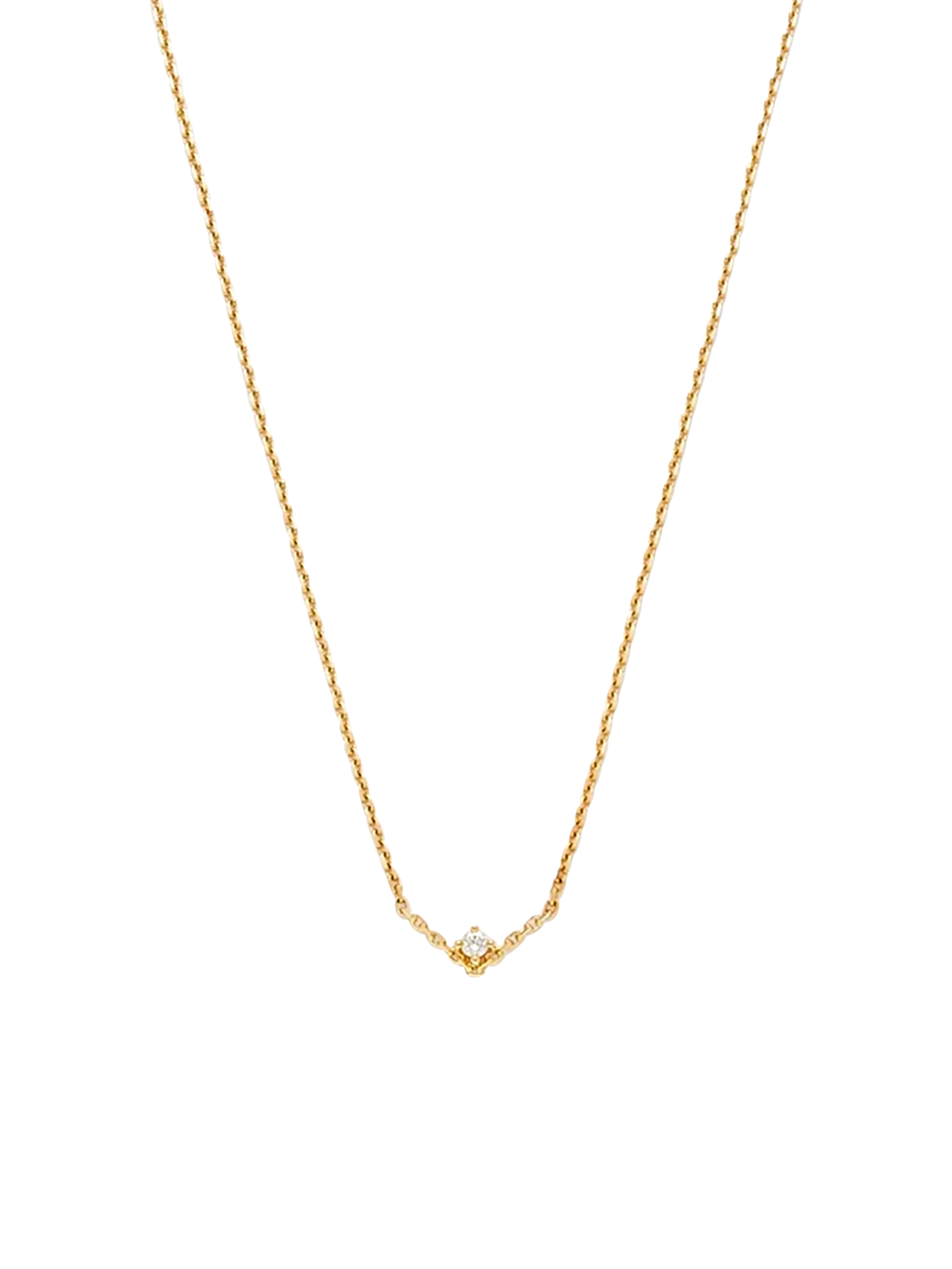 V diamond pm solitaire necklace yellow gold