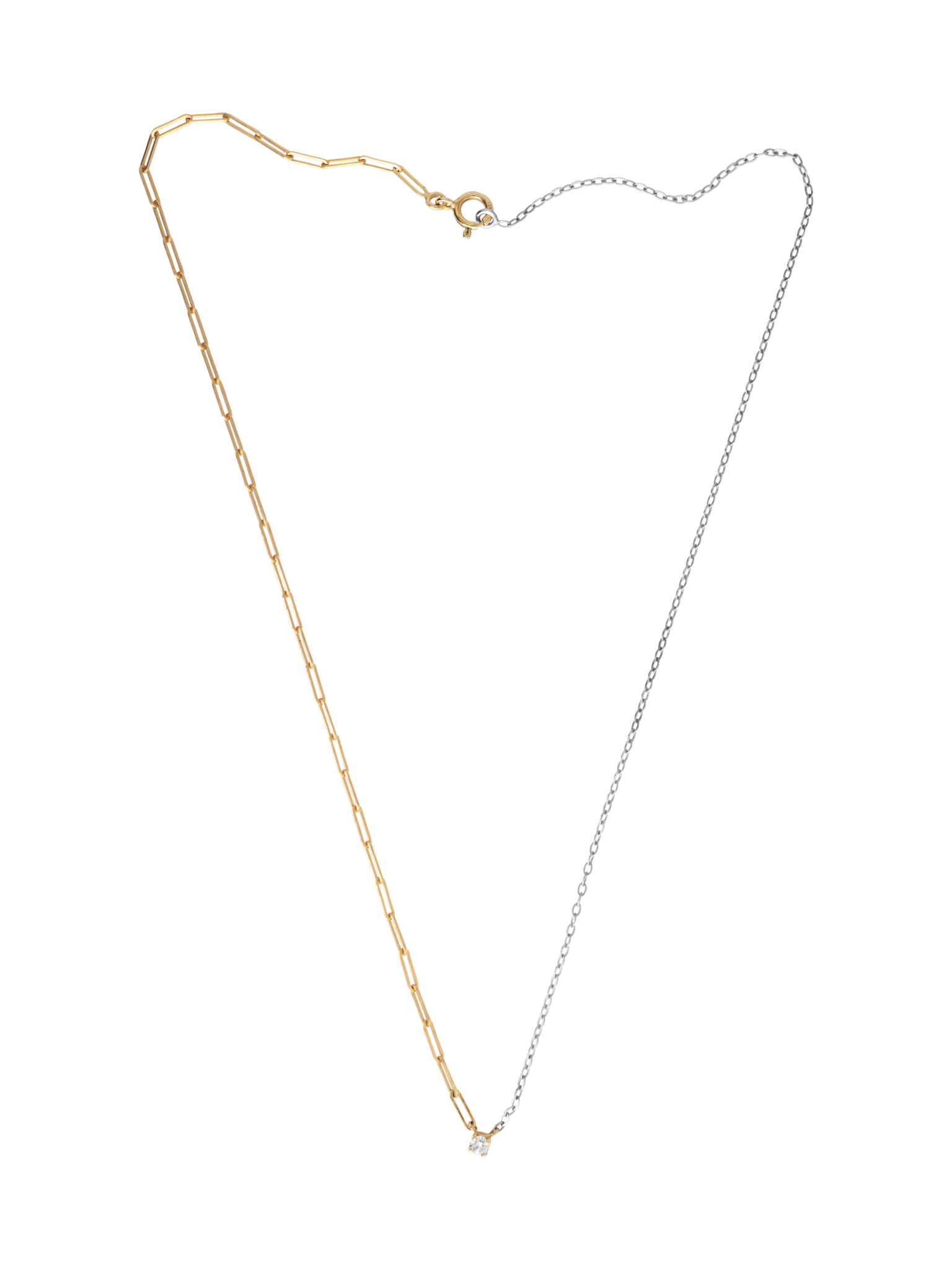 Two tone round diamond mixed-chain necklace
