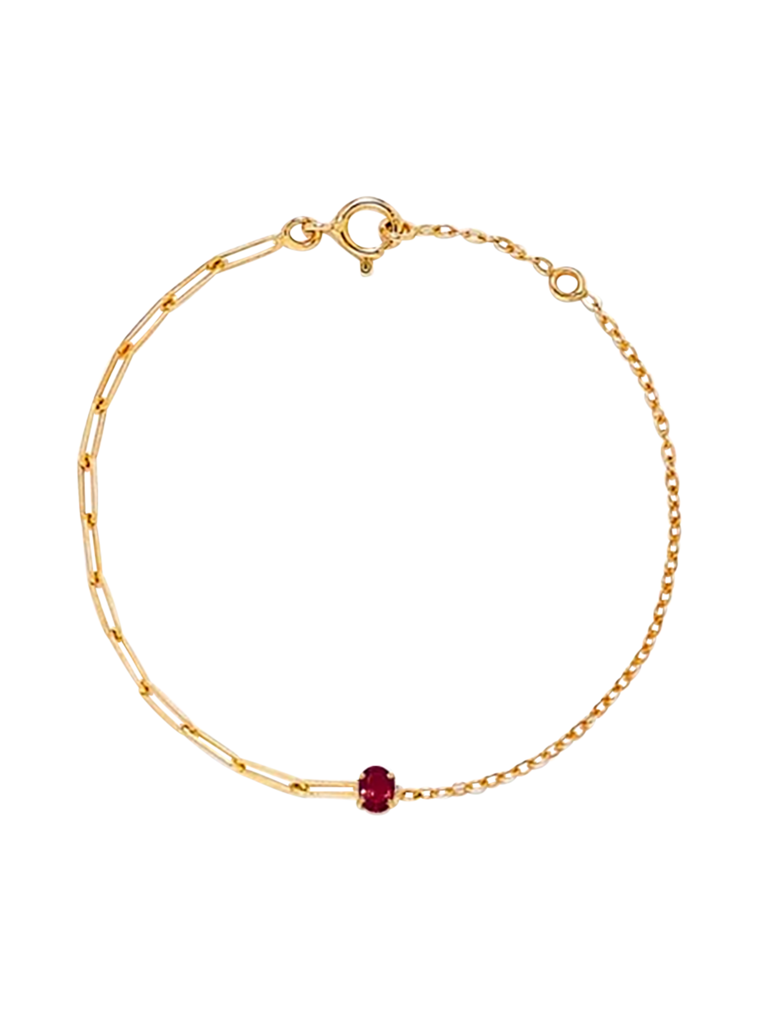 Ruby solitaire bracelet pm yellow gold