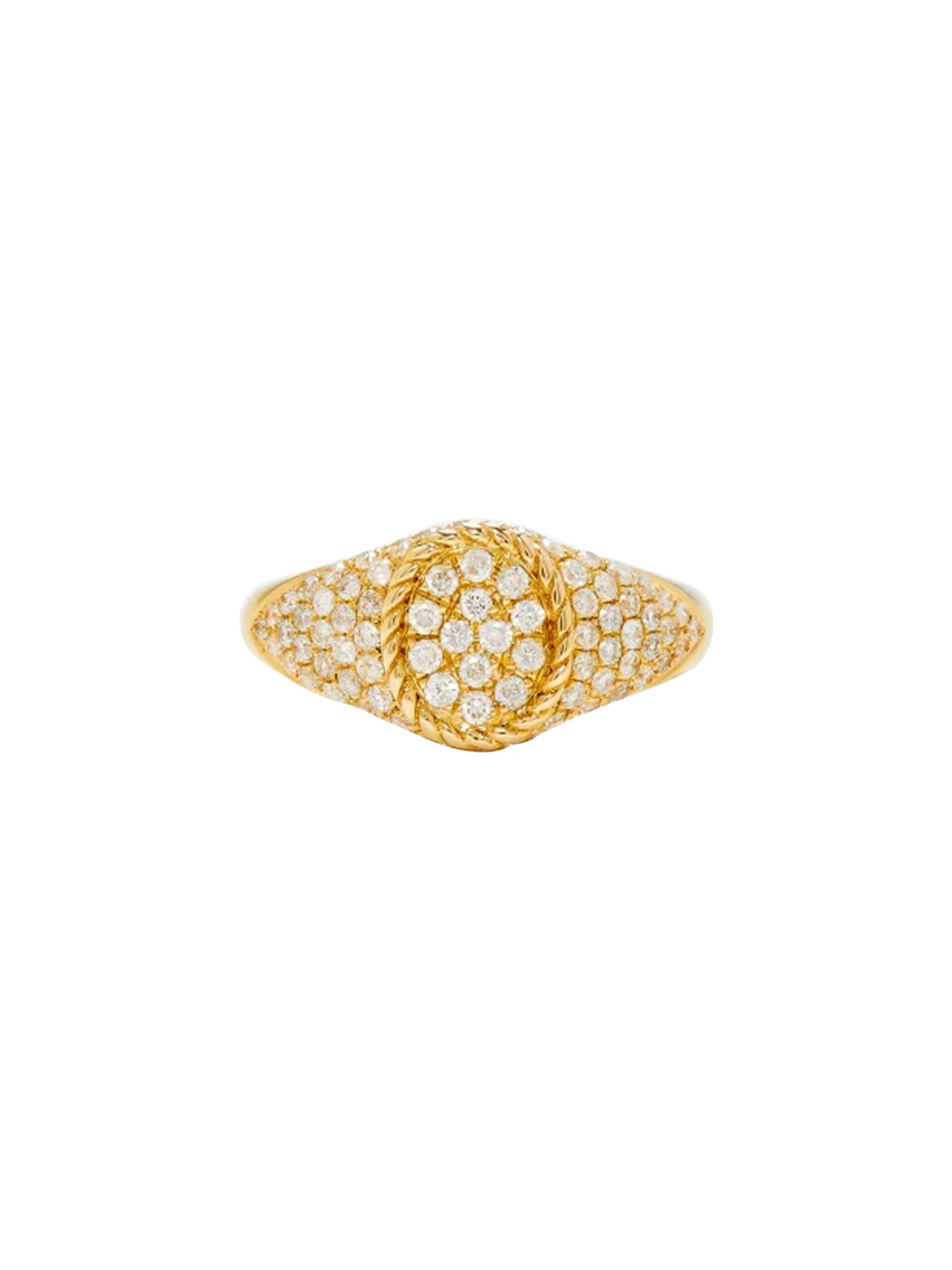 Baby chevalière ovale full diamants or jaune ring