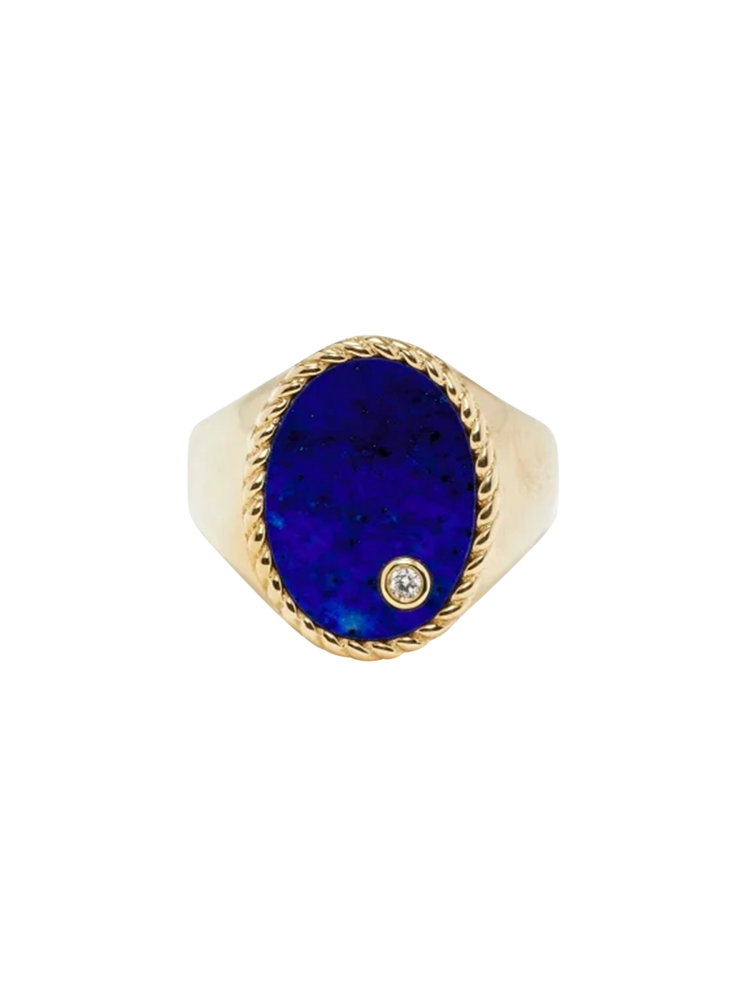 Oval signet ring lapis lazuli yellow gold
