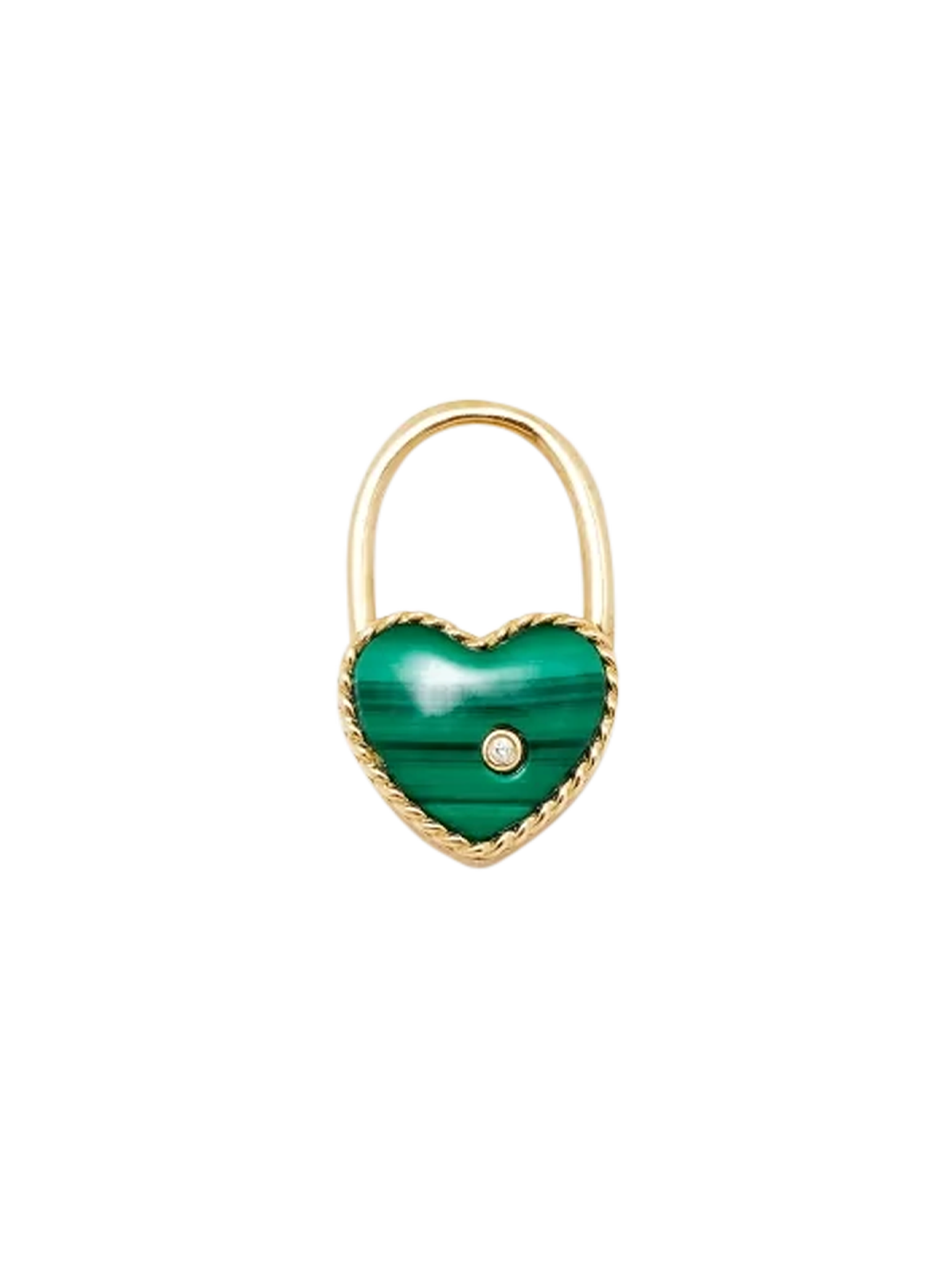 Malachite pm heart padlock necklace yellow gold