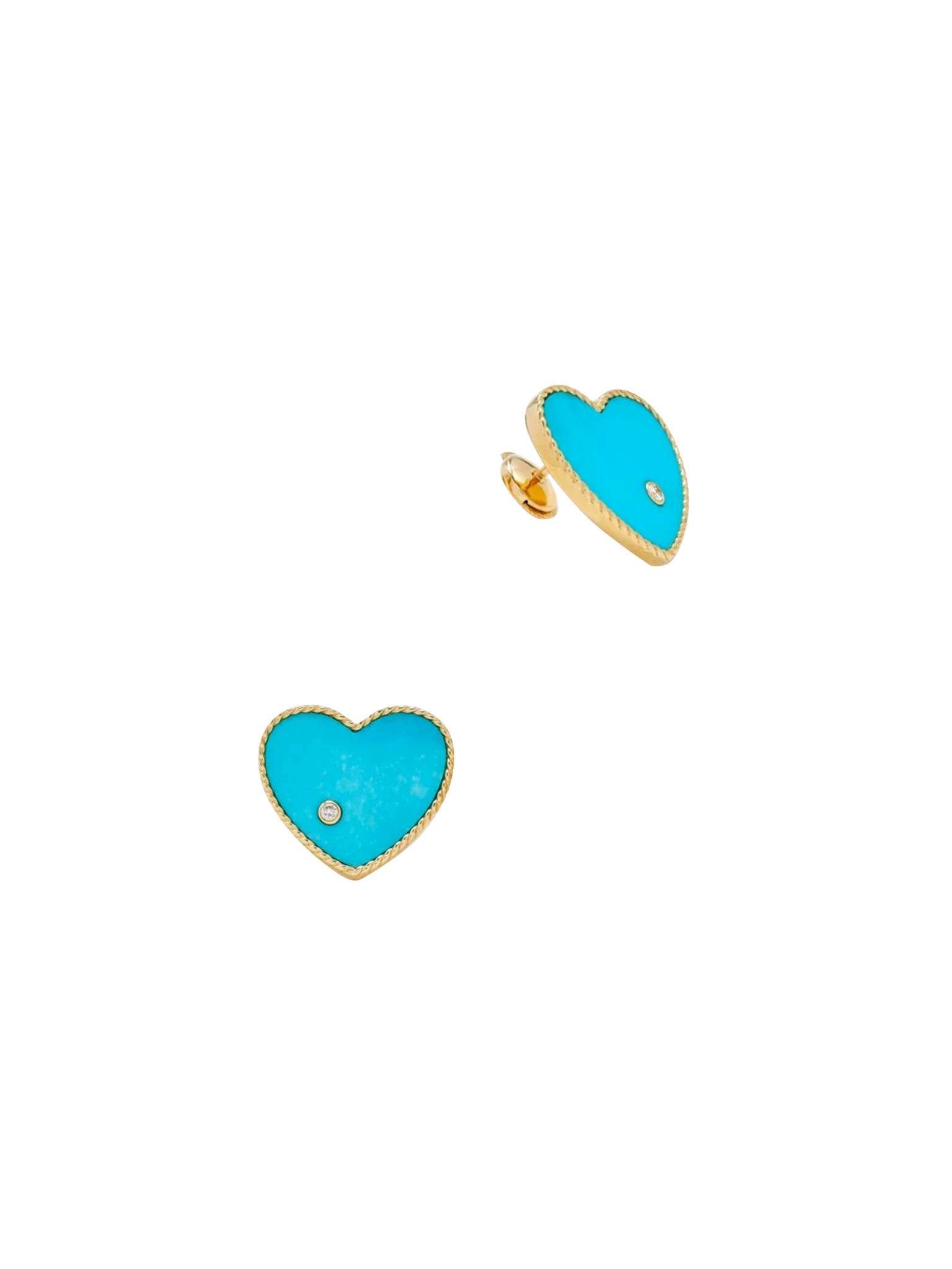 Maxi yellow gold turquoise heart studs