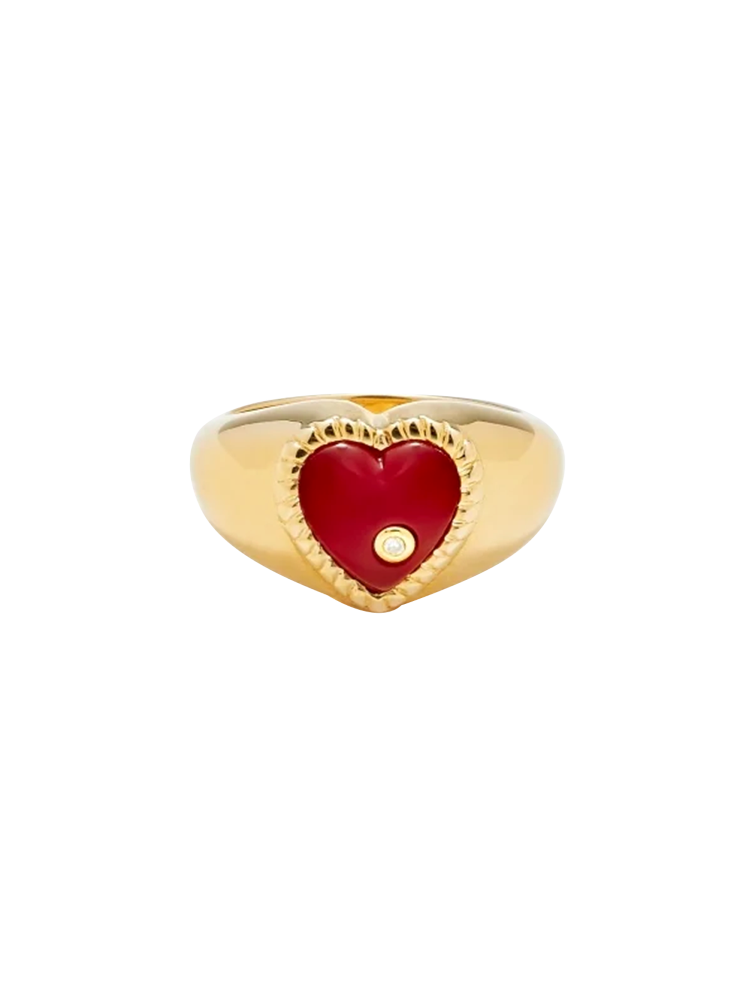 Yellow gold mini heart dome ring