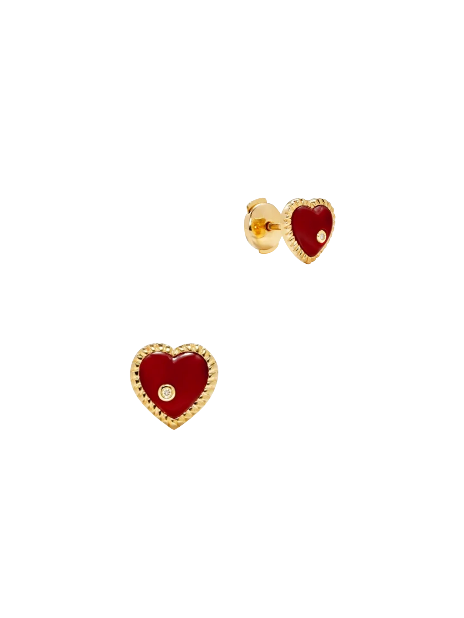 Pair of yellow gold heart dome chip