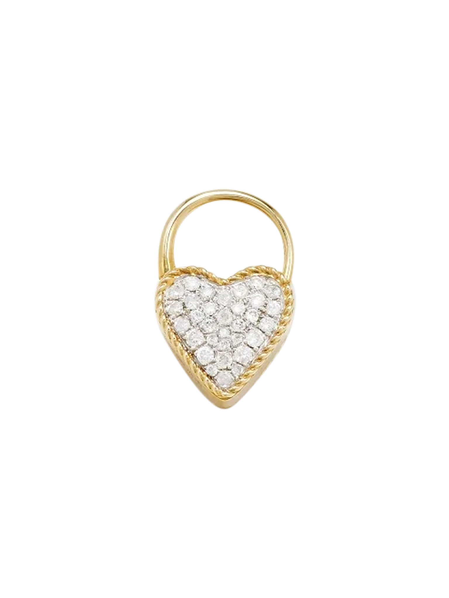 Yellow gold diamond heart padlock hoop earrings