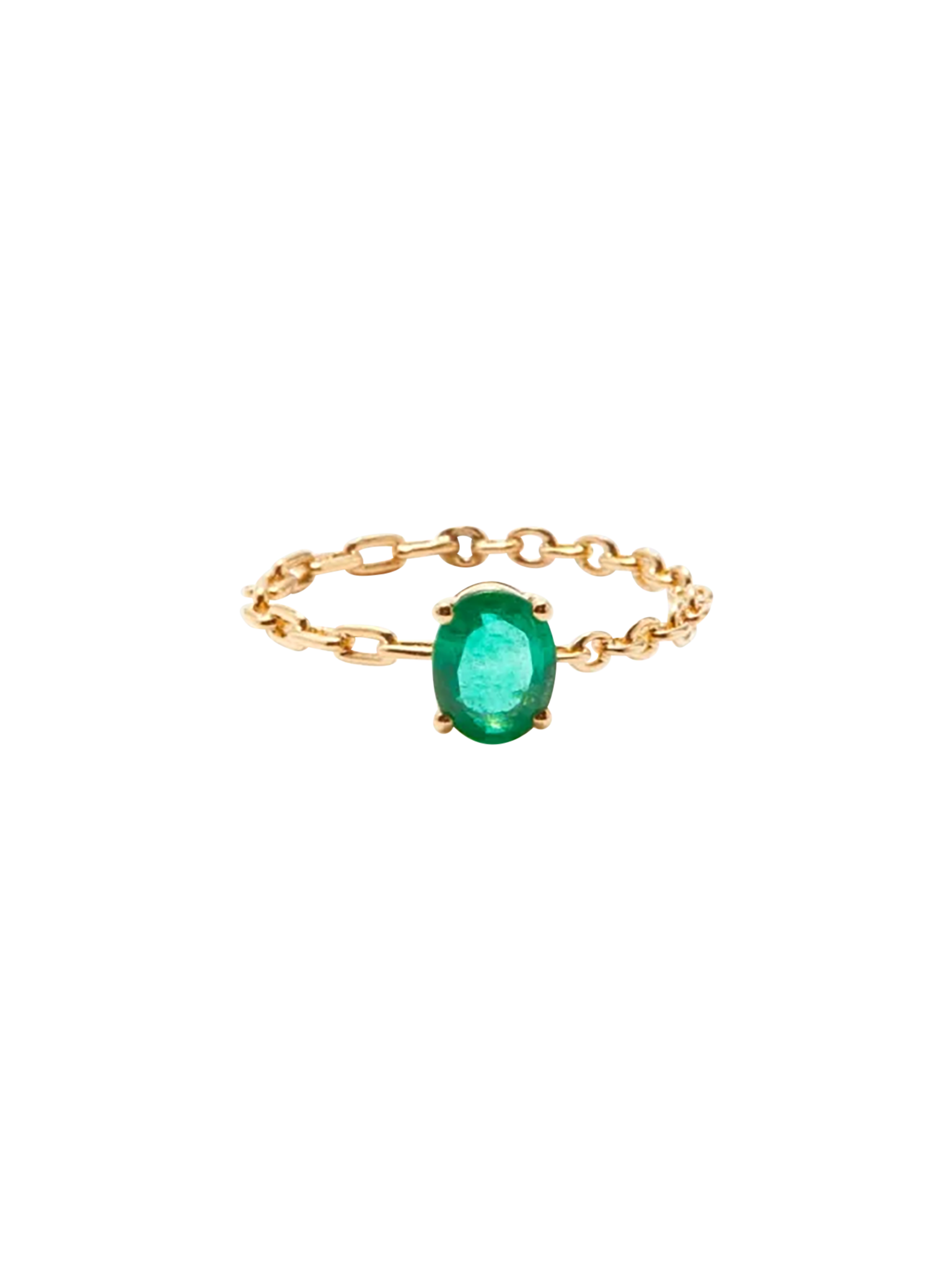 Yellow gold emerald solitaire ring