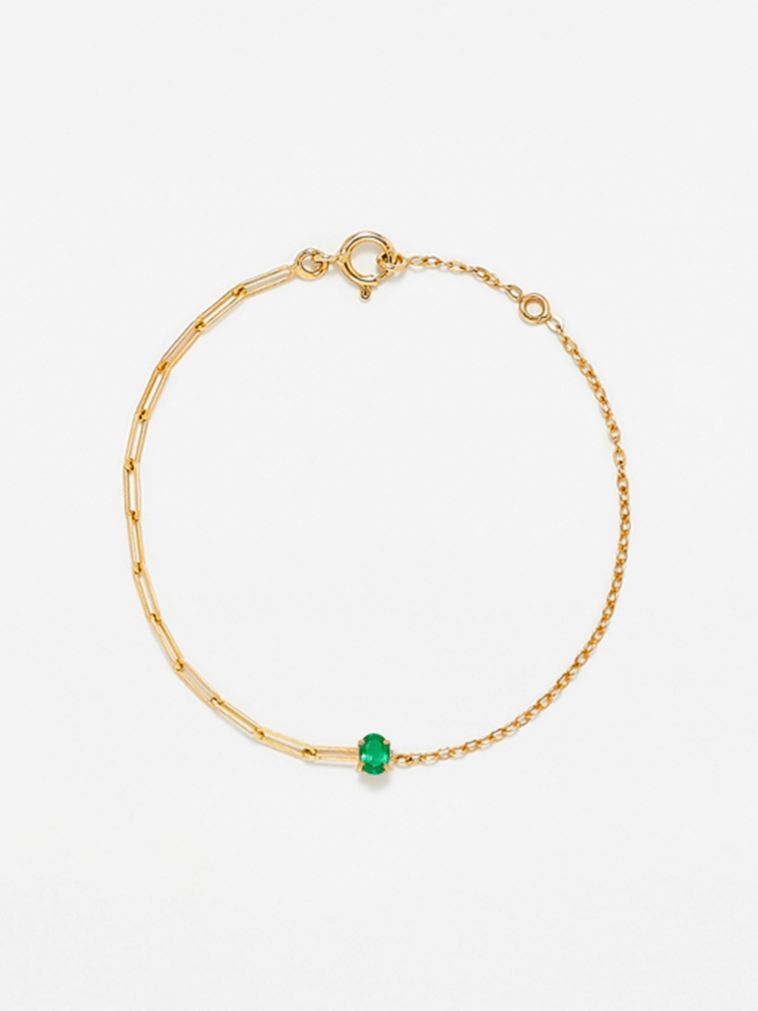 Emerald oval mixed-chain bracelet