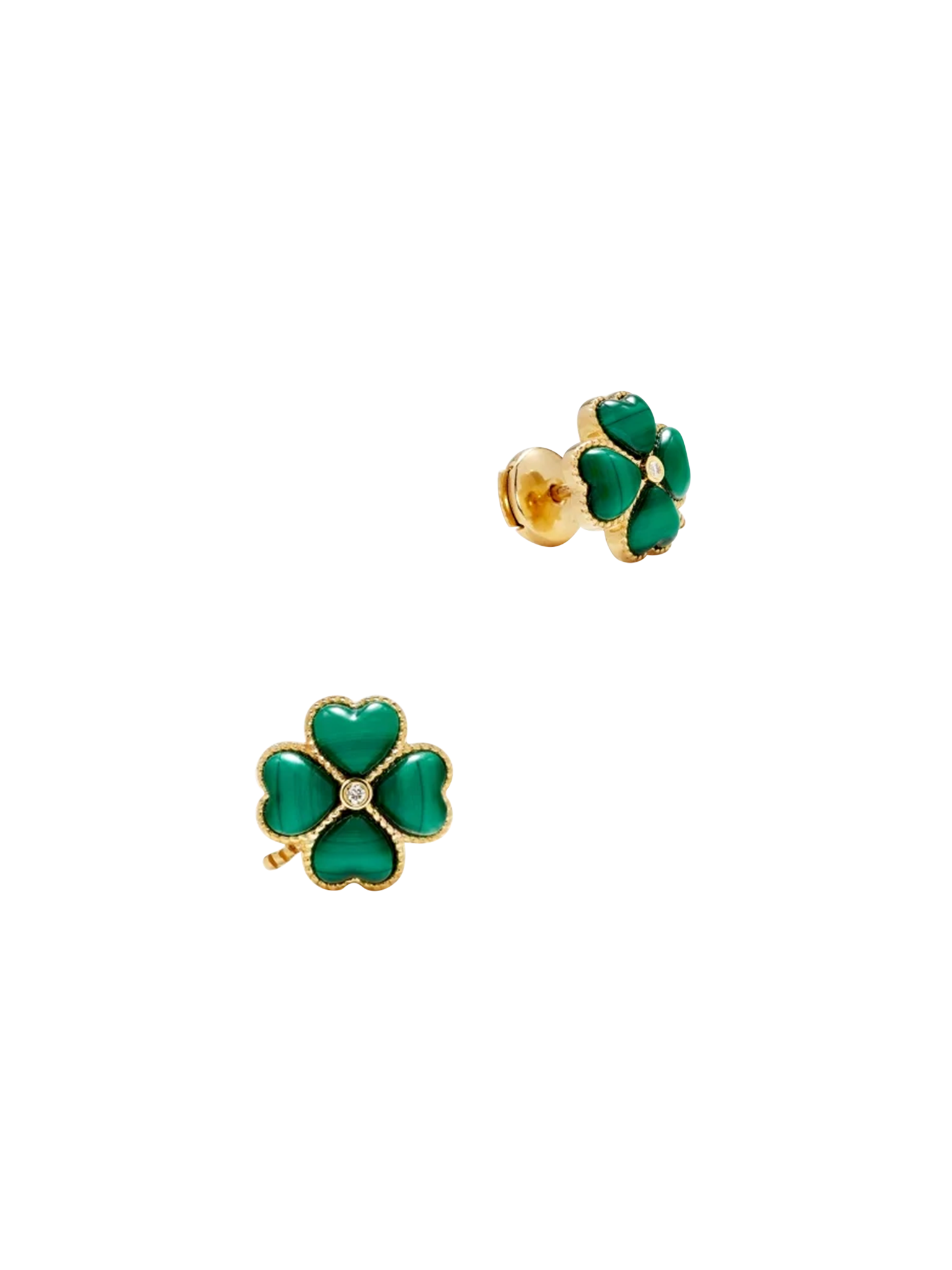 Yellow gold malachite clover dome chip