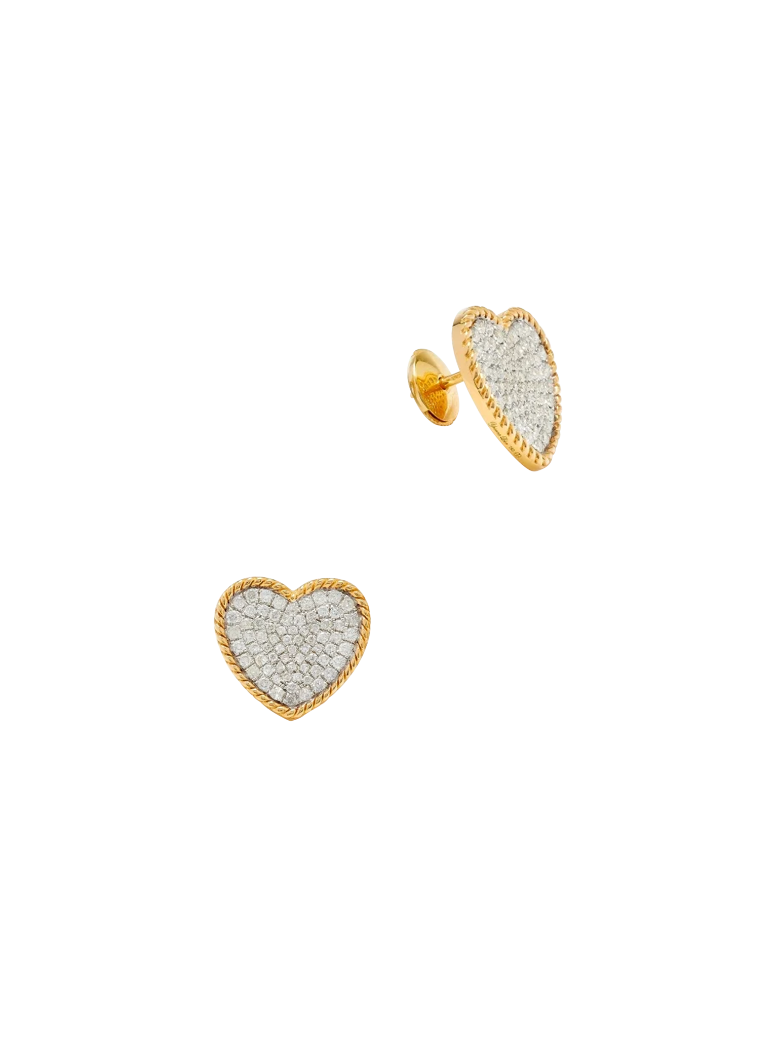 Yellow gold diamond heart studs