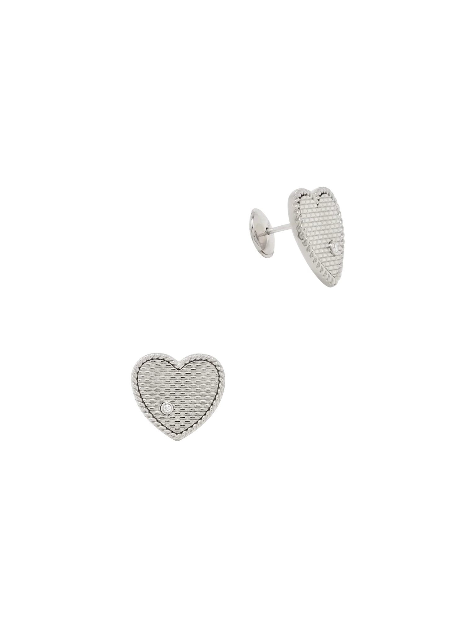 White gold cannage heart studs