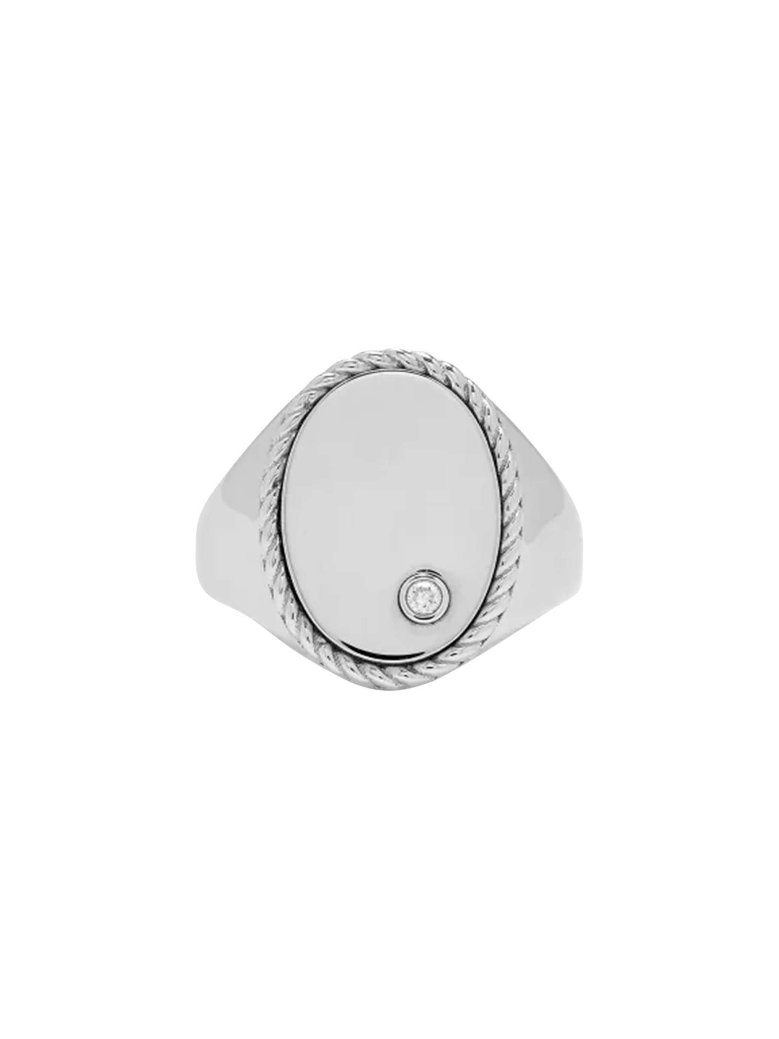 Chevalière ovale gold or blanc ring