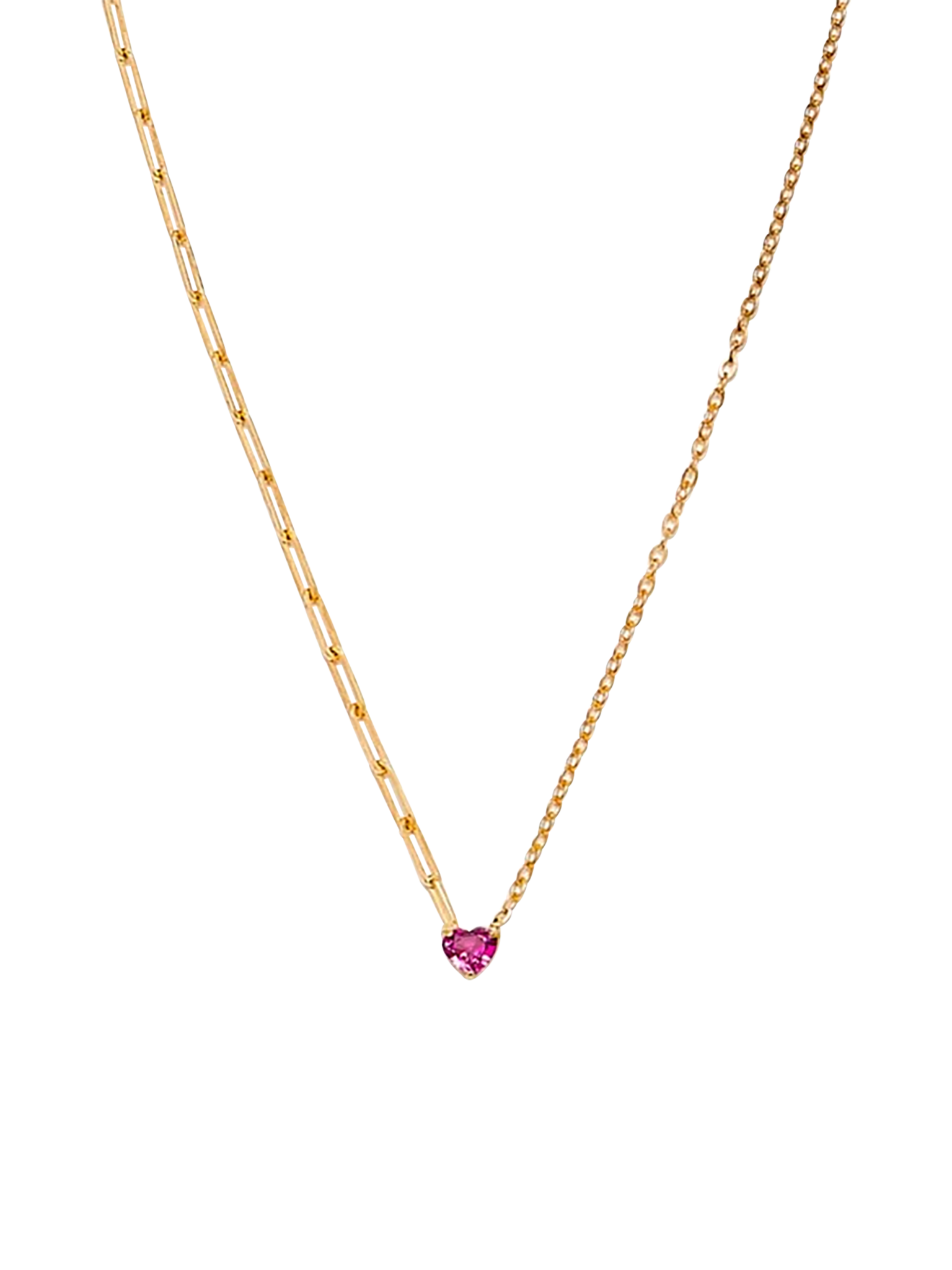 Yellow gold rose heart solitaire necklace