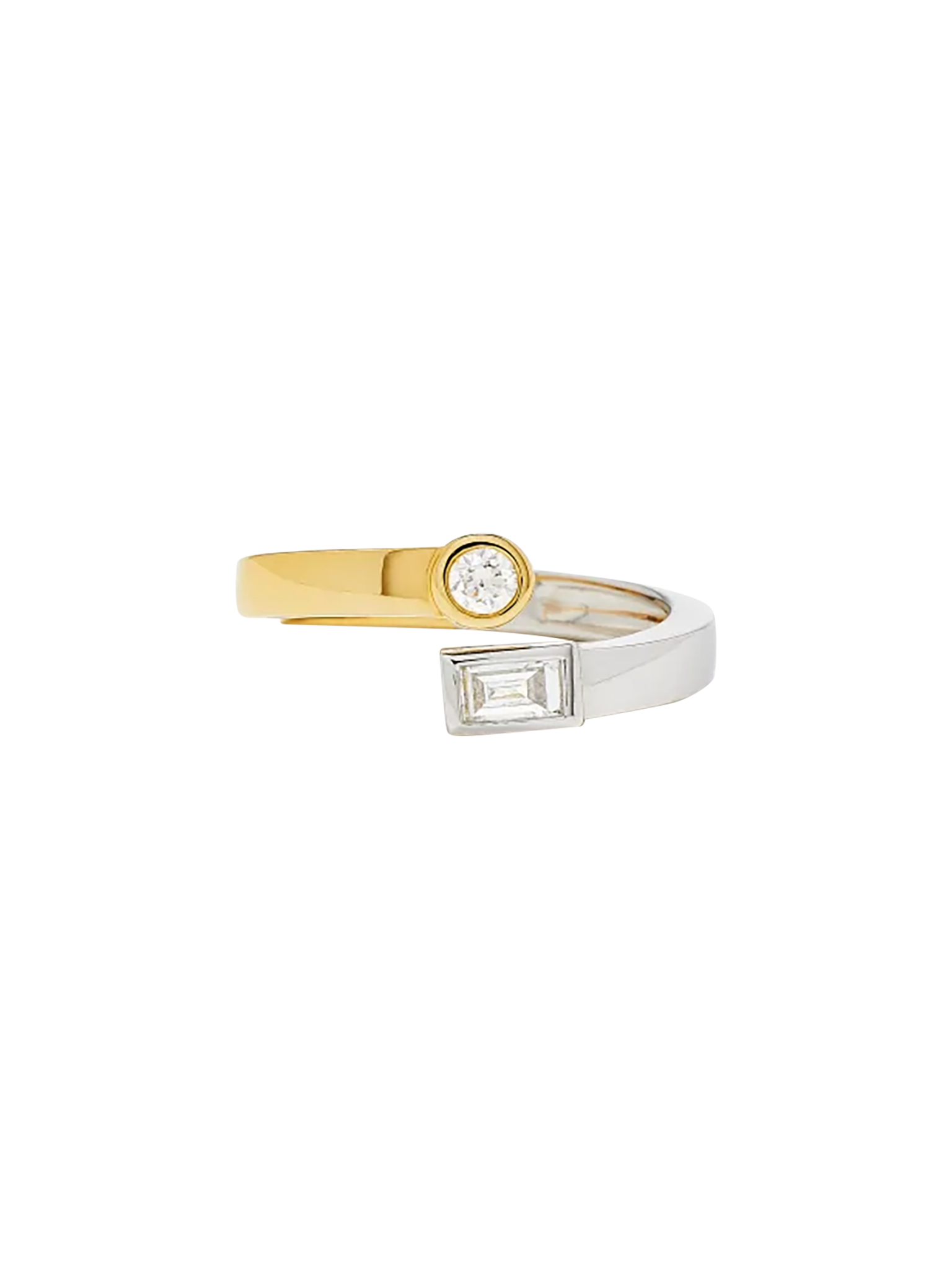 Ring you & me baguettes closed & diamonds mixed golds