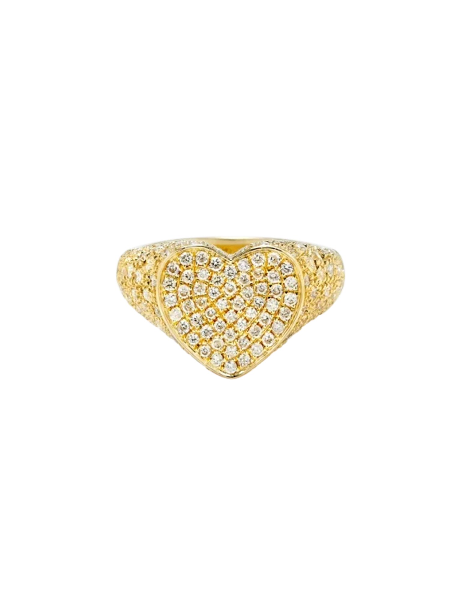 Chevalière mini coeur diamants or jaune ring