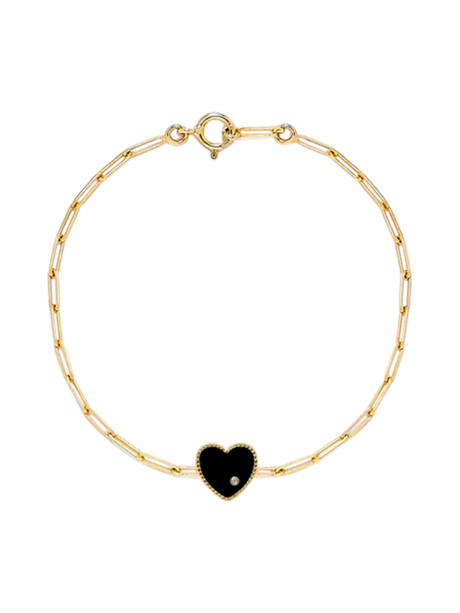 Diamond pm bracelet onyx heart yellow gold