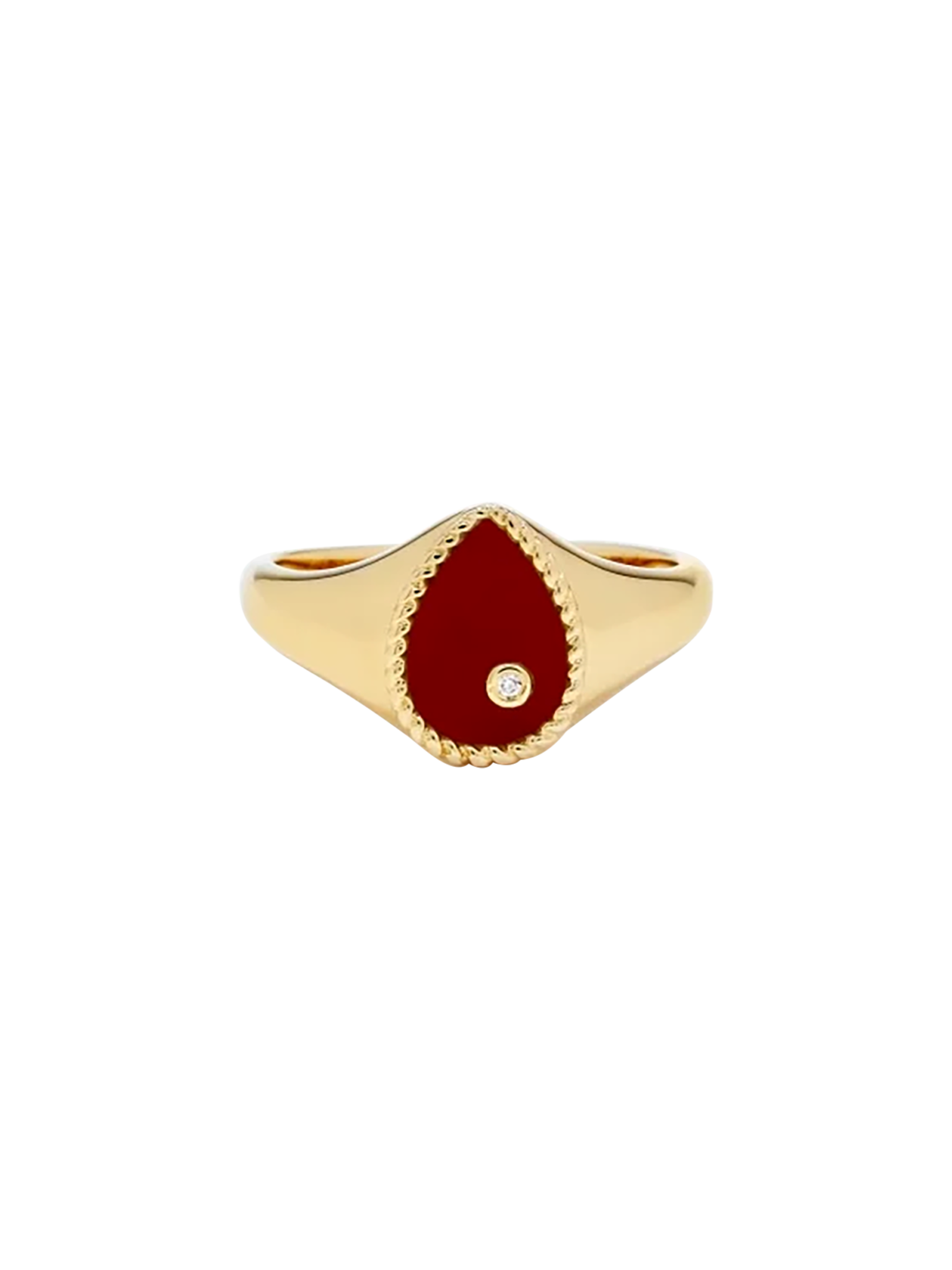 Baby chevalière poire agate rouge or jaune ring