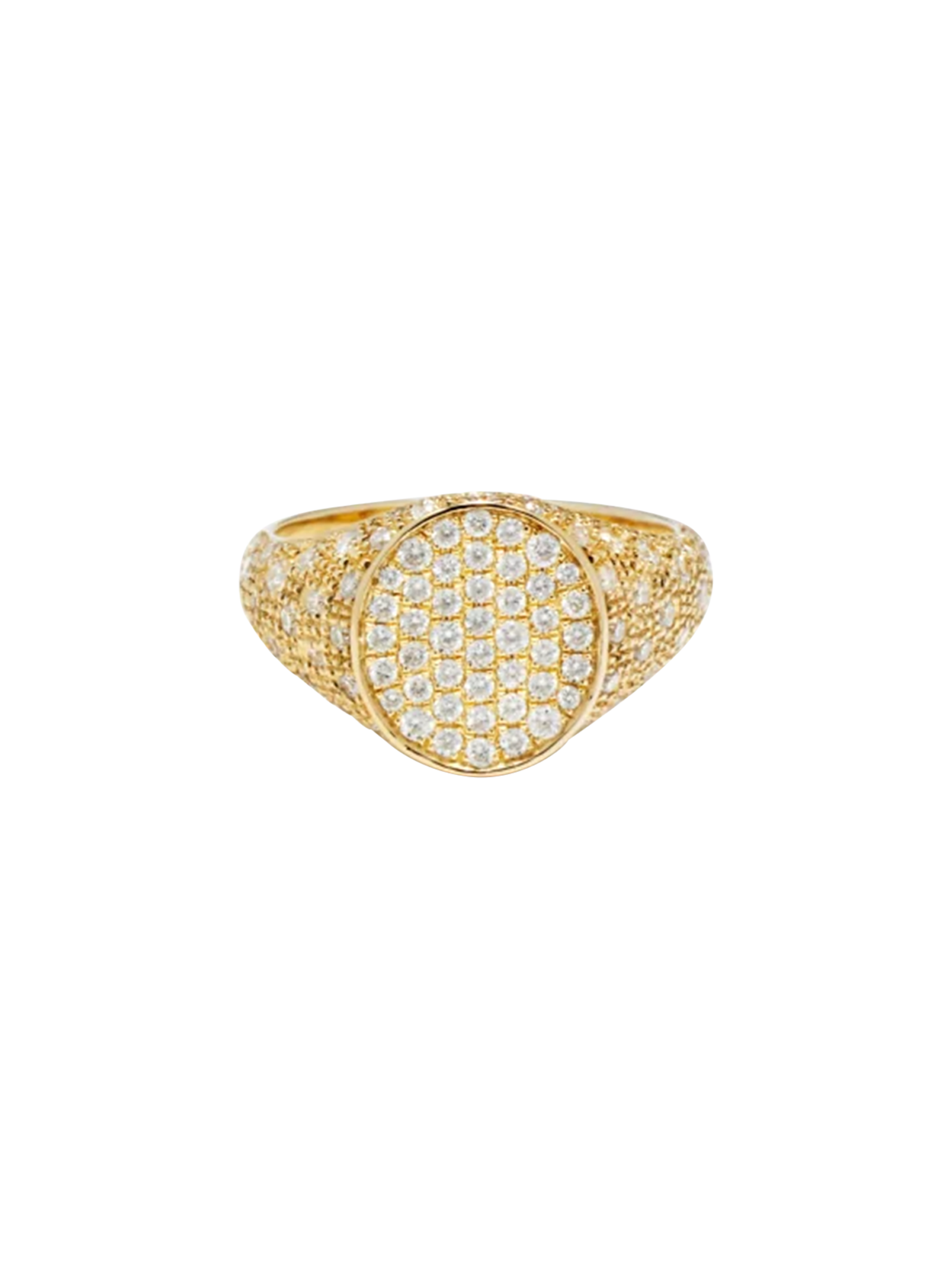 Chevalière mini ovale diamants or jaune ring