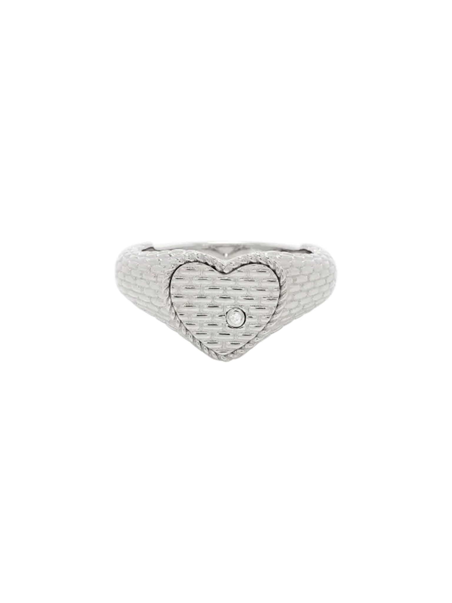 Baby chevalière coeur cannage or blanc ring