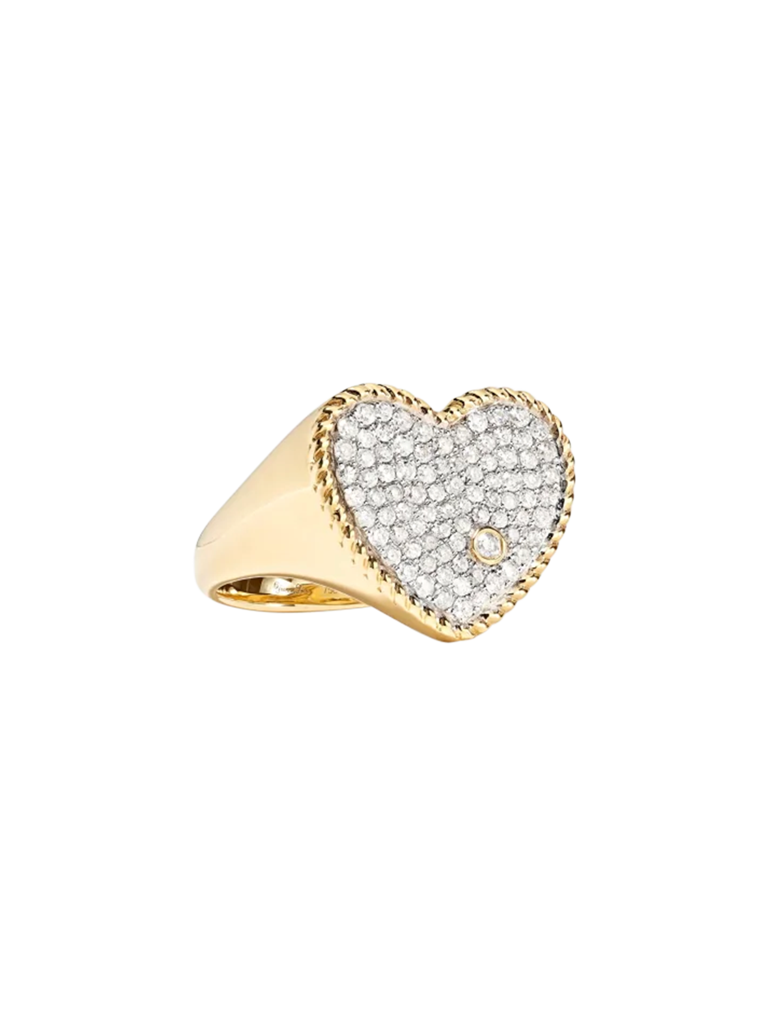 Yellow gold diamond heart signet ring