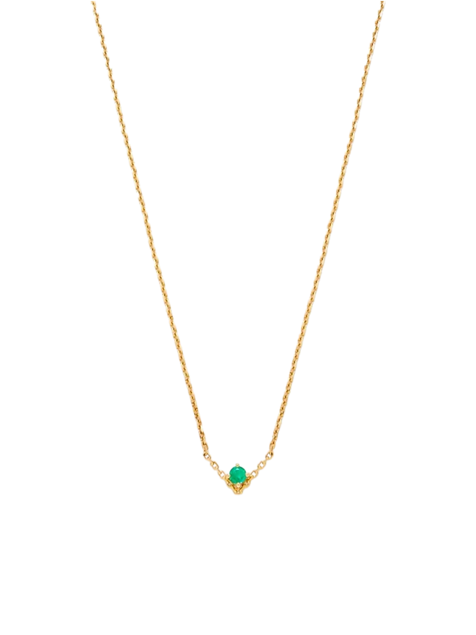 Solitaire necklace v emerald gm yellow gold